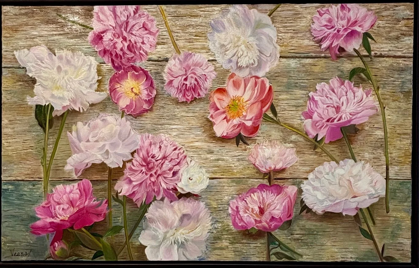 Peonies in the Breeze by Veena Bansal