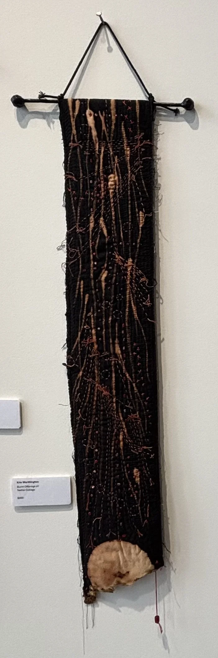 Burnt Offerings #1 by Kris Worthington, textile collage 35 x 6