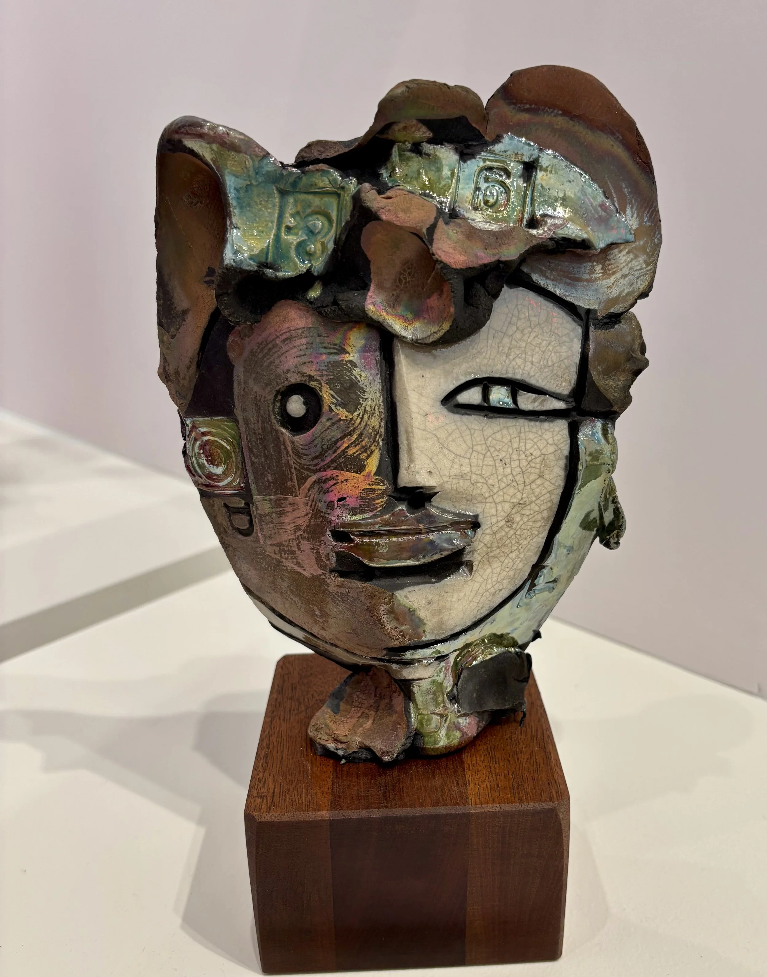 SOLD - Head by Doug DeLind, Raku fired clay