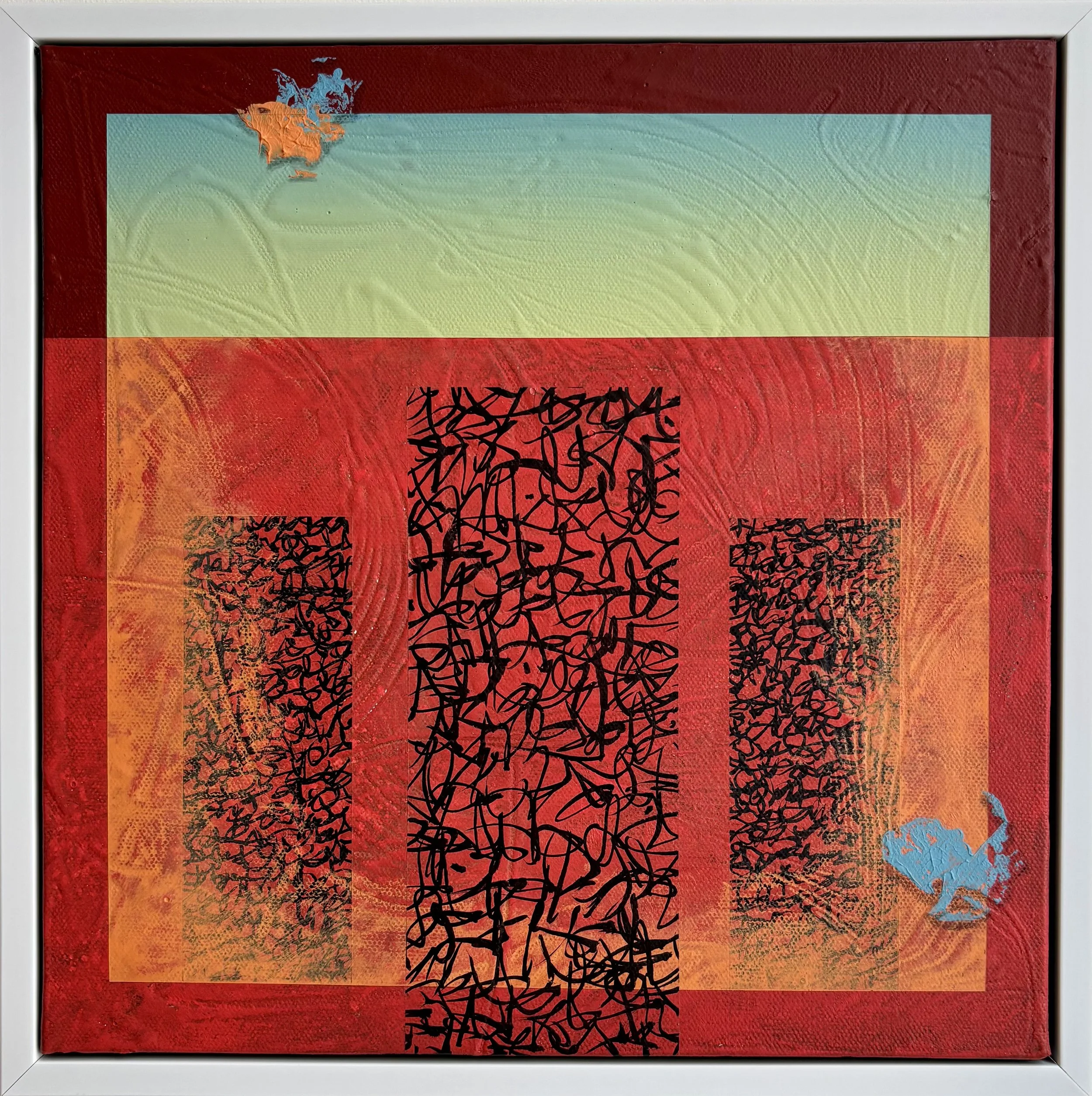 SOLD - You May Recall, Everything is On Fire by Chris Thompson, acrylic on canvas 12 x 12 inches