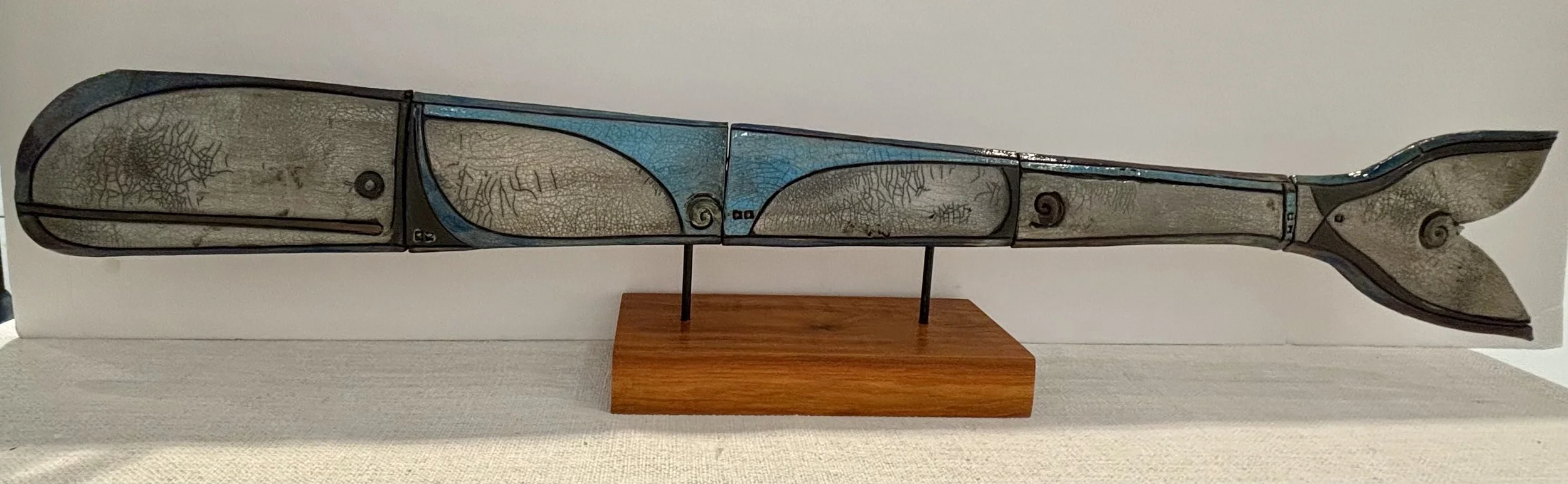 SOLD - Whale by Doug DeLind, Raku fired clay