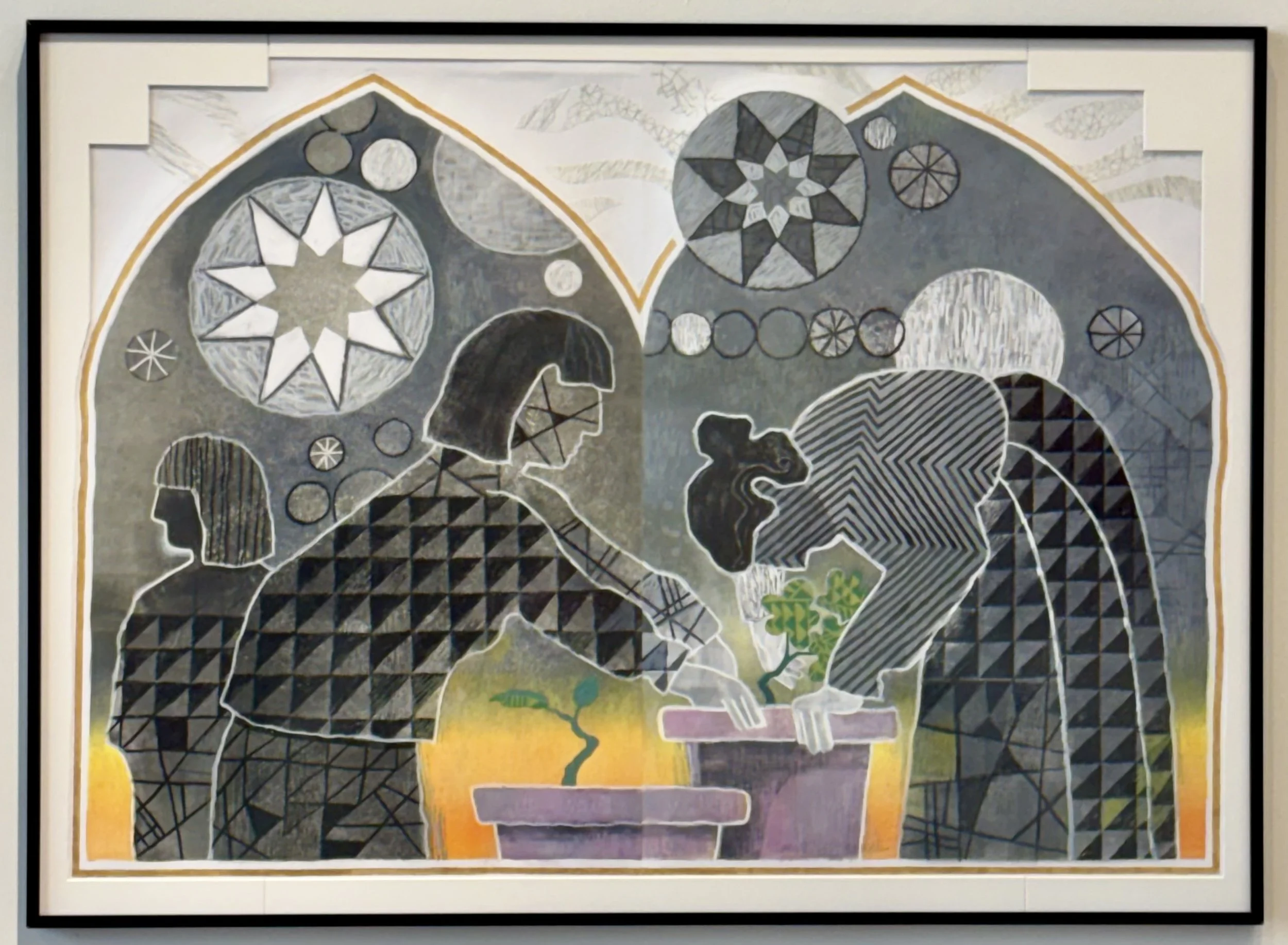 All at Once I Saw It All by Karen Albanese Campbell, Monotype with Oil Pastel 30.75 x 42.25 inches