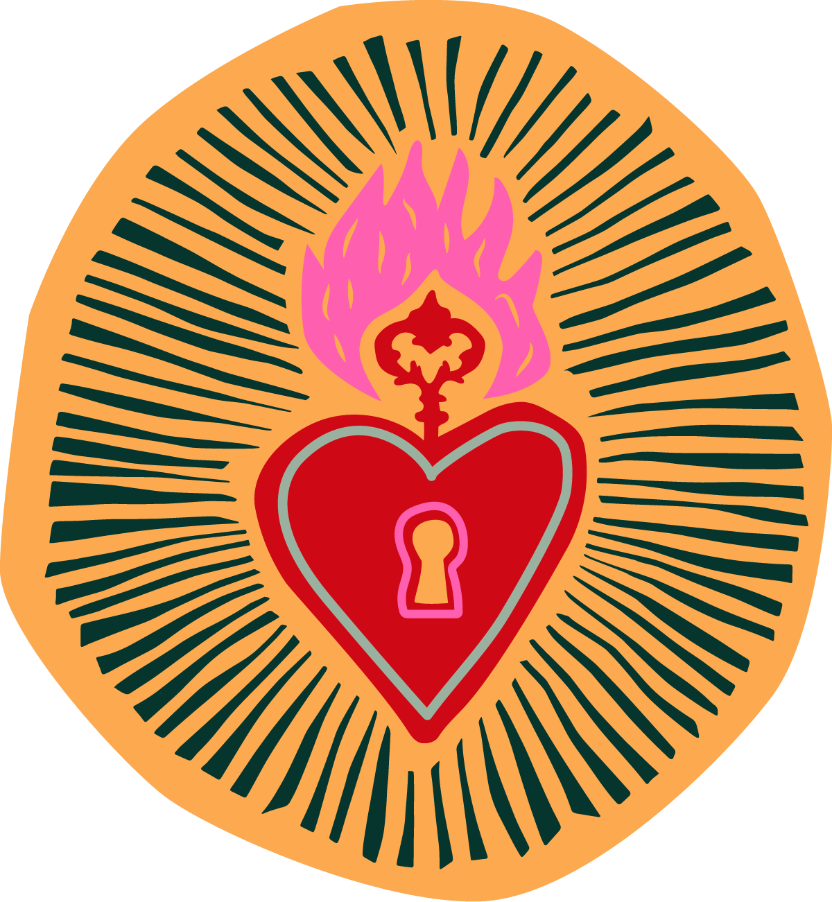 Wholeness Within Us logo badge with a heart on fire