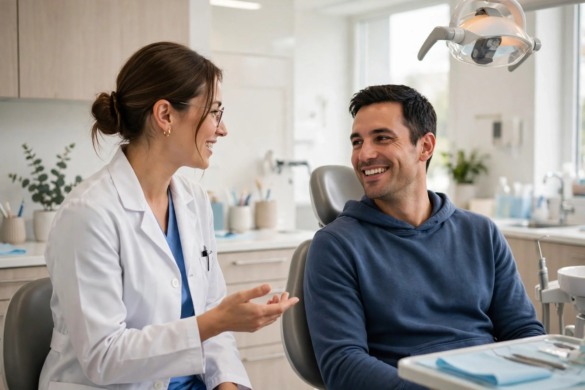 Dentist consulting with patient about practice valuation