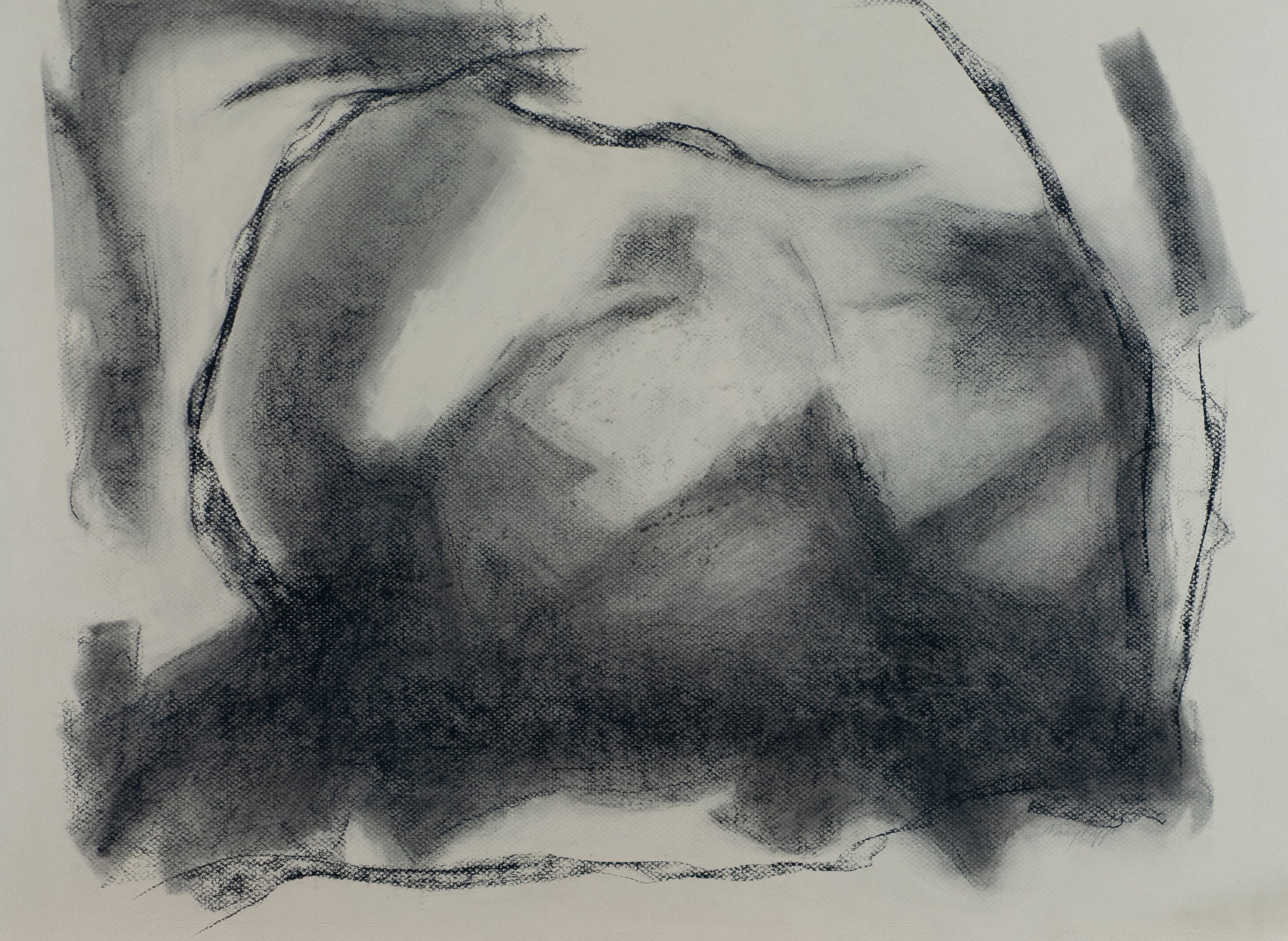 Framing the Hills, 19.5" X 25.5", charcoal on Canson paper