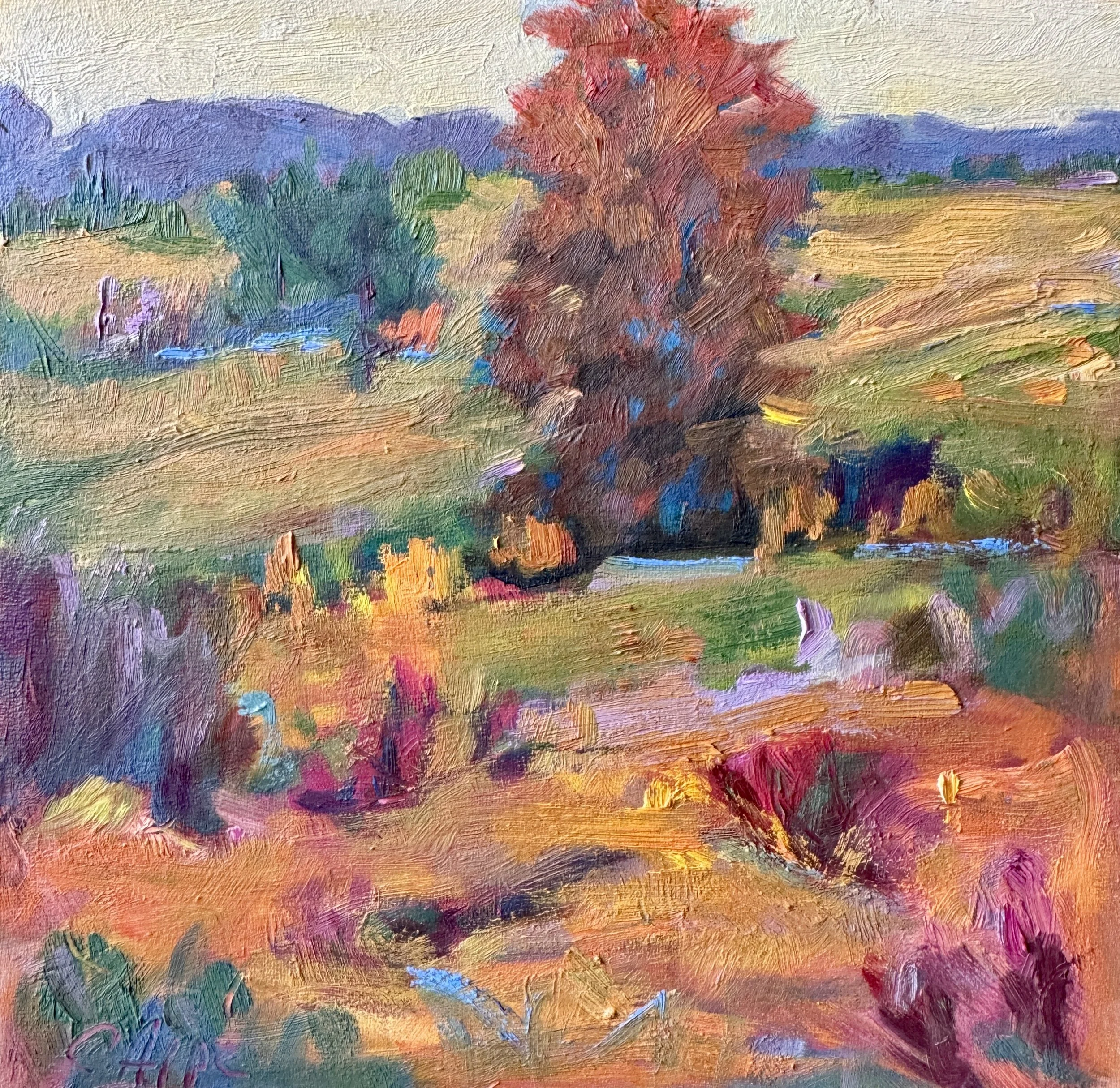 Autumn Blast, 8" X 8", oil on wood