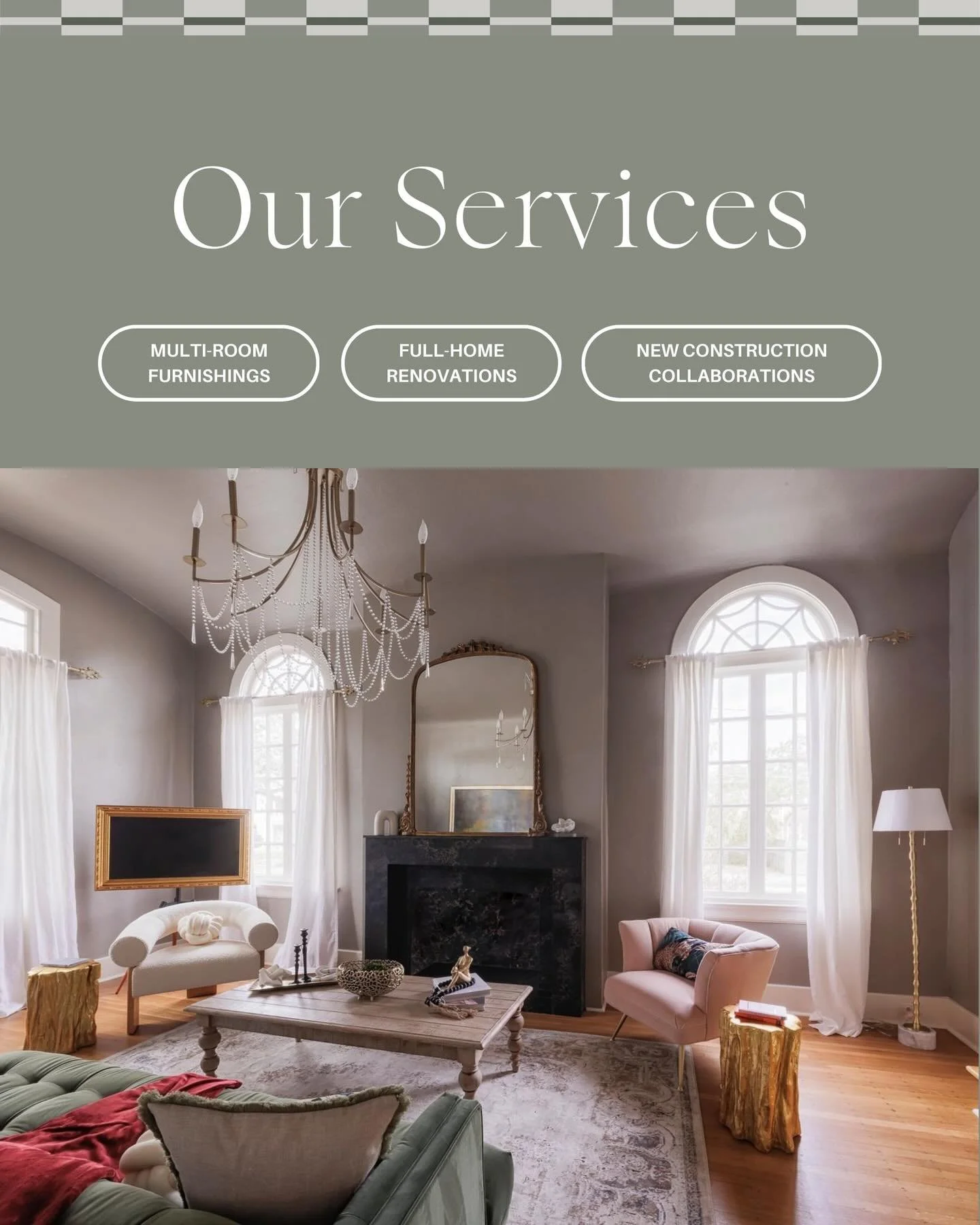 We are a full-service boutique interior design studio based in New Orleans &mdash; creating high-end, deeply personal homes from concept to completion.

We specialize in:
&bull; Multi-Room Furnishing
&bull; Full-Home Renovations
&bull; New Constructi