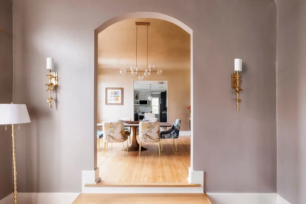 Arched doorway into the dining room