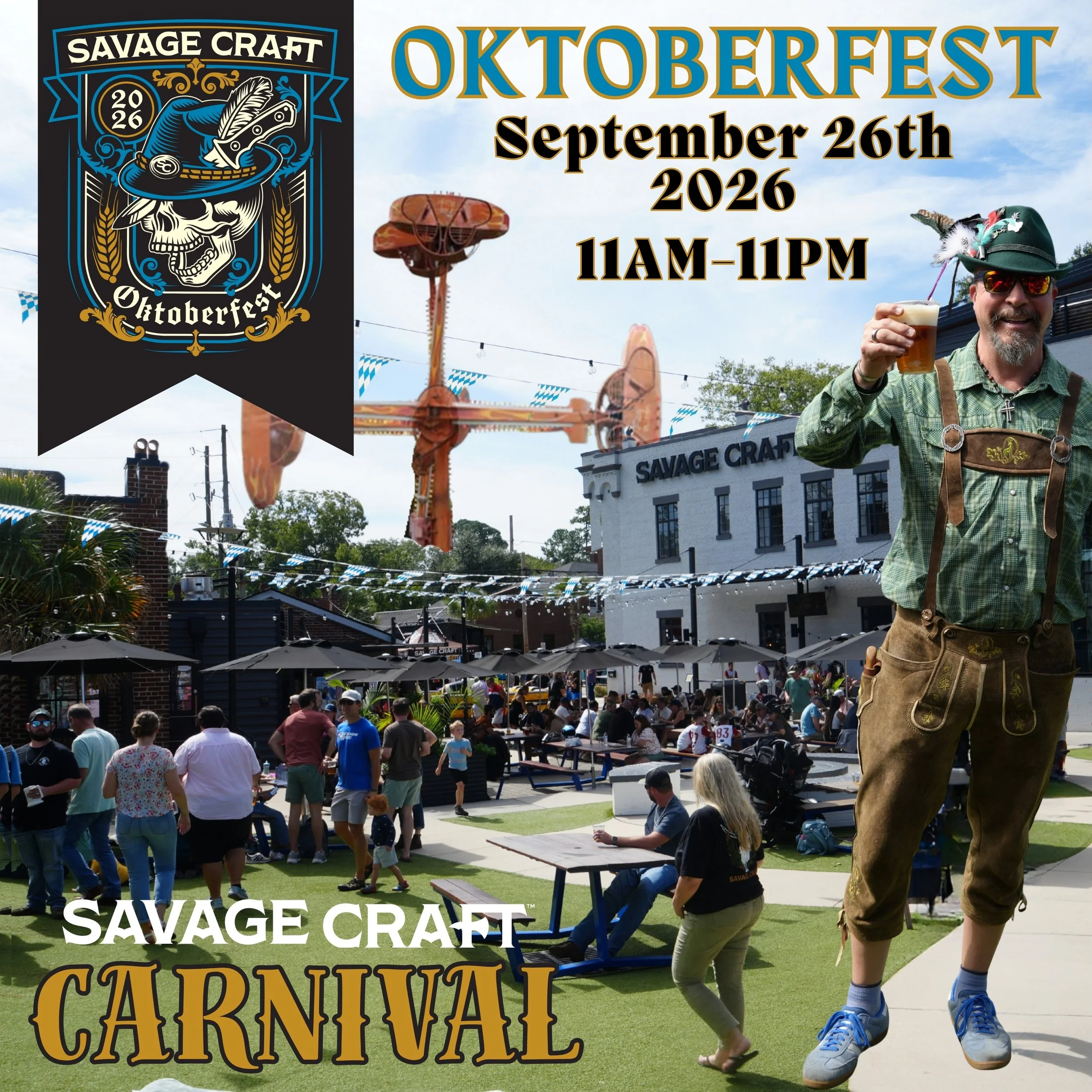 🥨Join us for our 6th Annual Oktoberfest as we take over Savage Craft and Center Street for a full-blown Oktoberfest Carnival! 🎡
Come early. Stay late. Bring the kids, bring your friends, grab a stein and prepare for an Oktoberfest unlike anything w