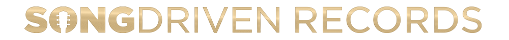 Logo of Song Driven Records with stylized text and a microphone icon