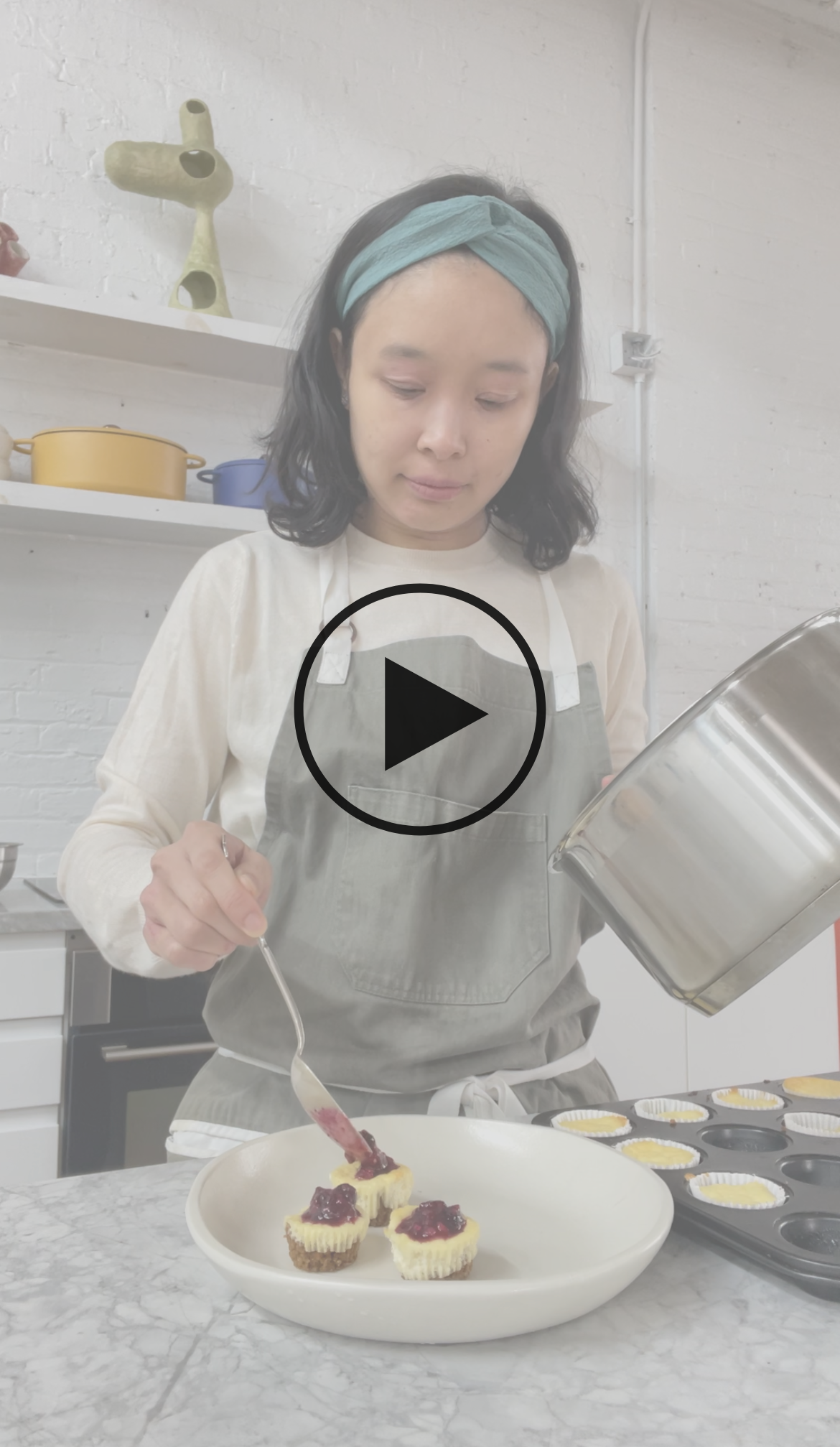 Mini Greek Yogurt Cheesecakes with Berry Compote