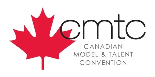Logo for the Canadian Model & Talent Convention featuring a red maple leaf and the text 'cmtc CANADIAN MODEL & TALENT CONVENTION'.