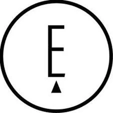 Black letter E inside a circle with a downward-pointing arrow below it.