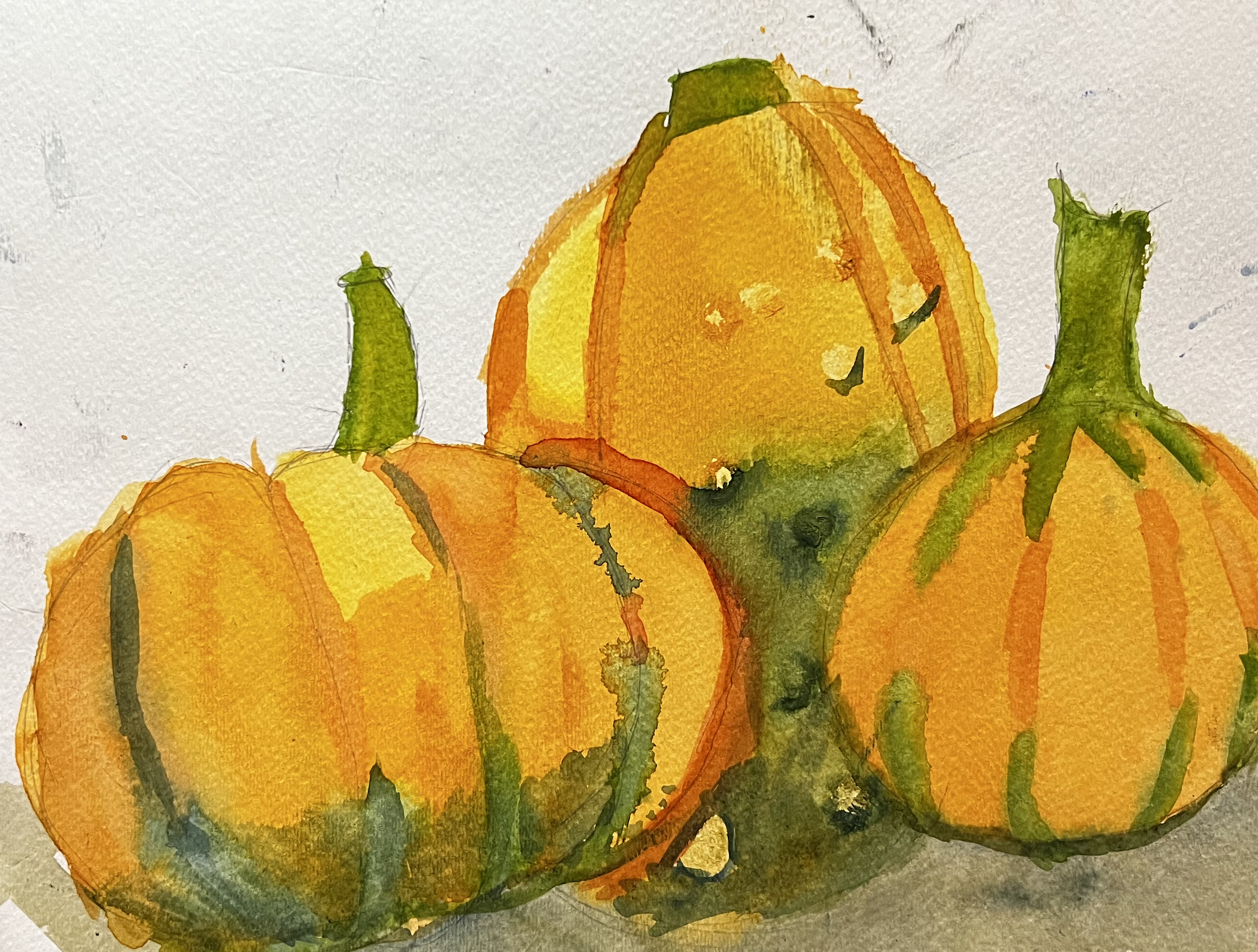 Three large pumpkins