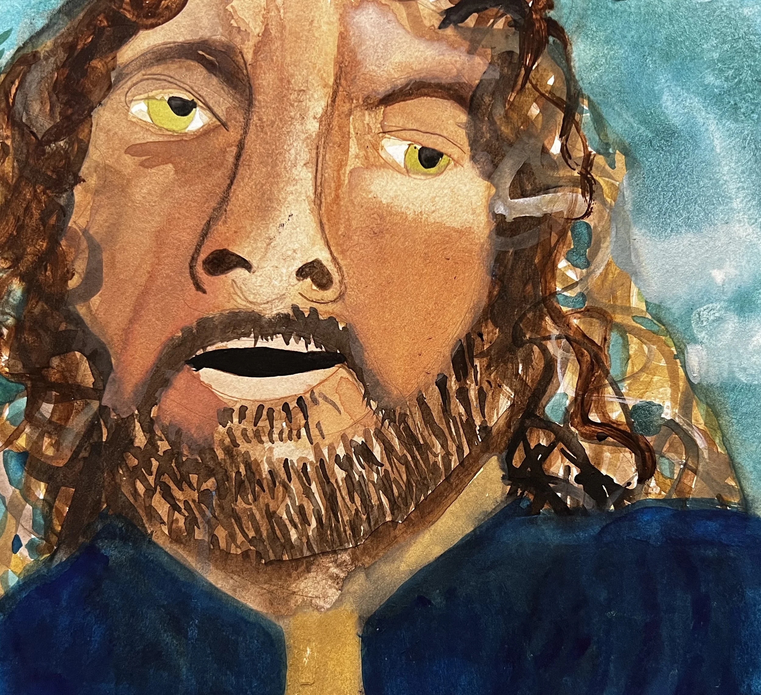 Portrait of Jason Momoa as the character "Aquaman"