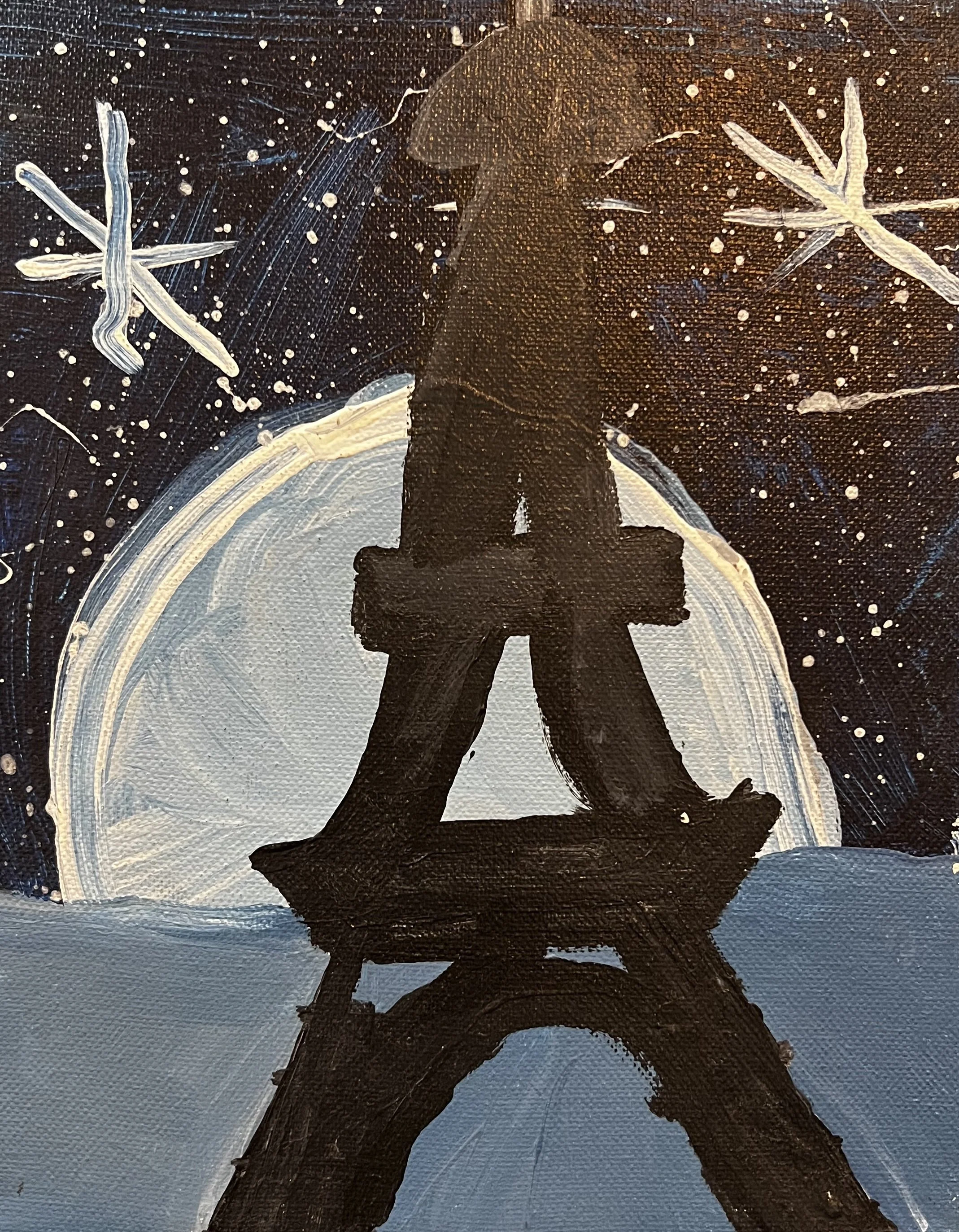  Moonrise behind the Eiffel Tower