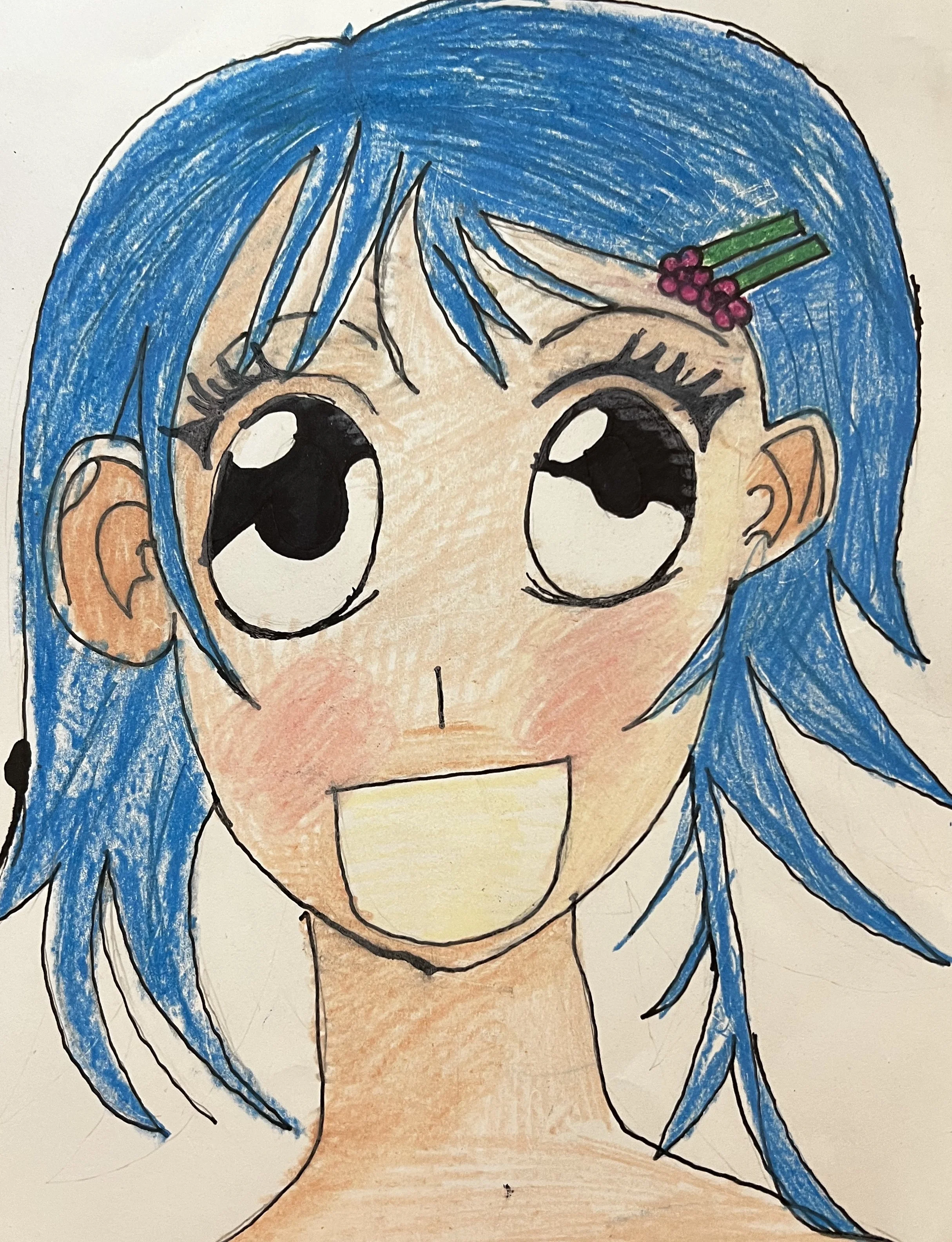 Blue haired anime style girl