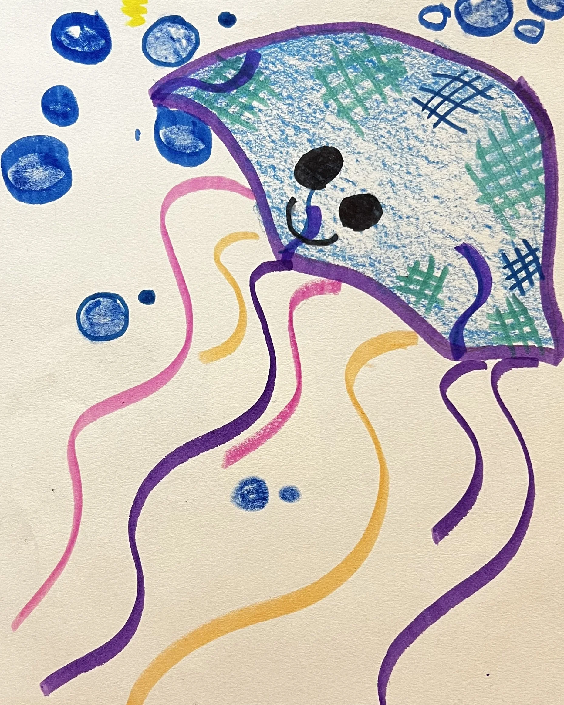 Drawing of a smiling jellyfish