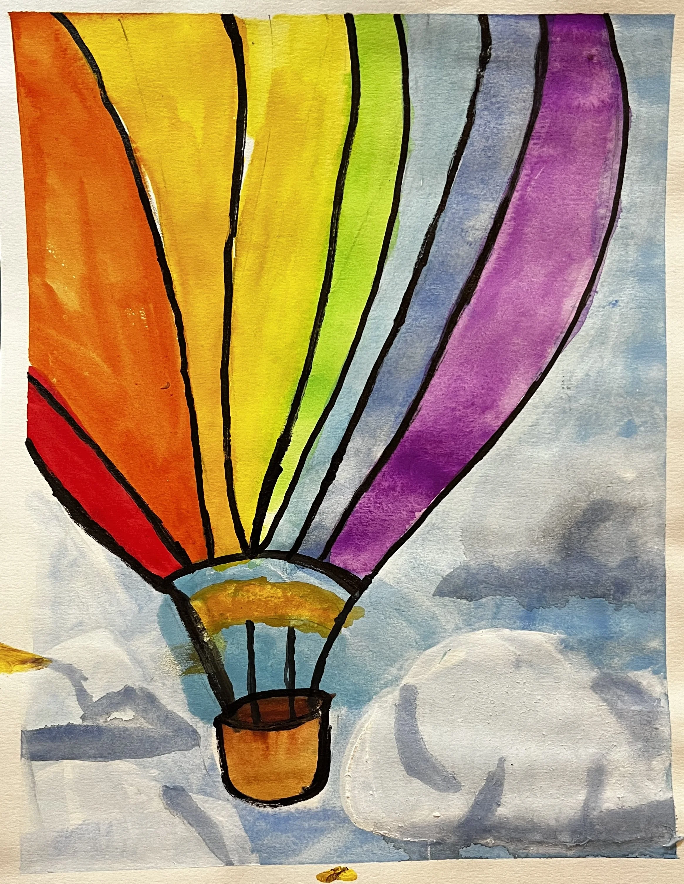 Rainbow hot air ballon
