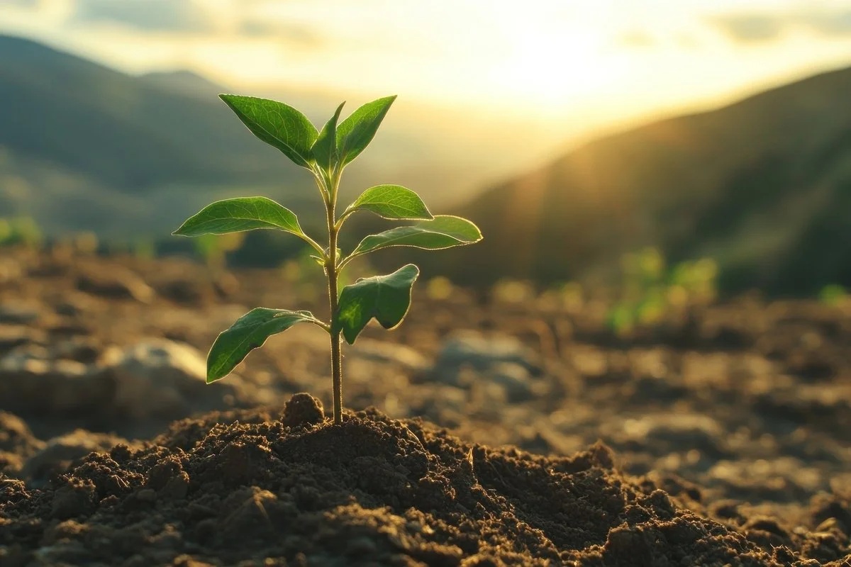 Gesunde Pflanze richtet sich dem Licht entgegen – vermittelt nachhaltiges Wachstum durch Content, Social Media und Strategie.