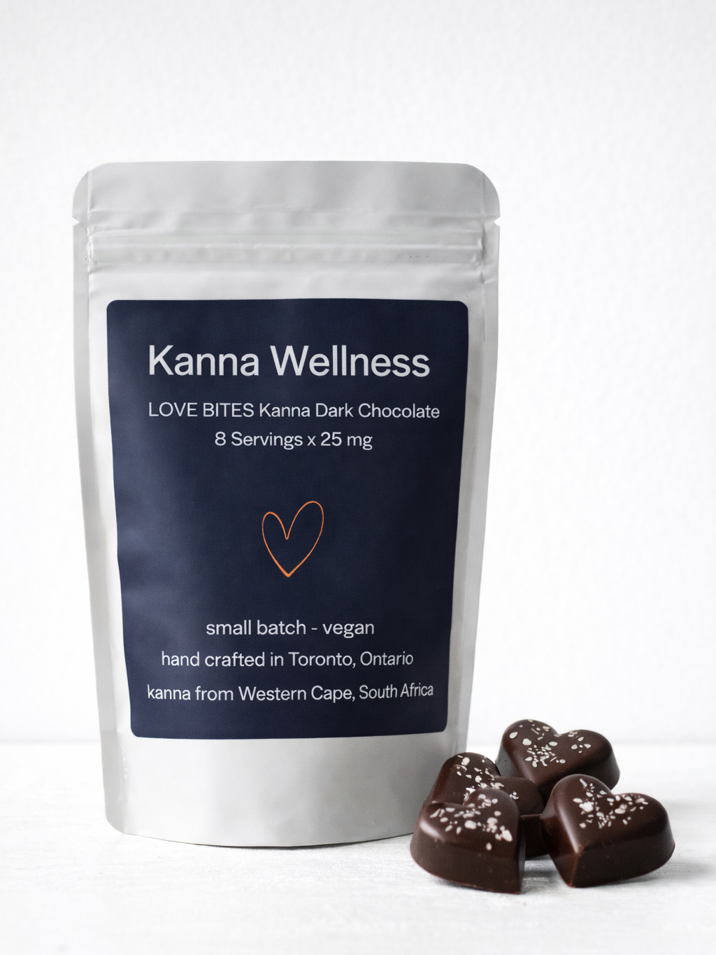 handcrafted chocolate hearts infused with kanna extract