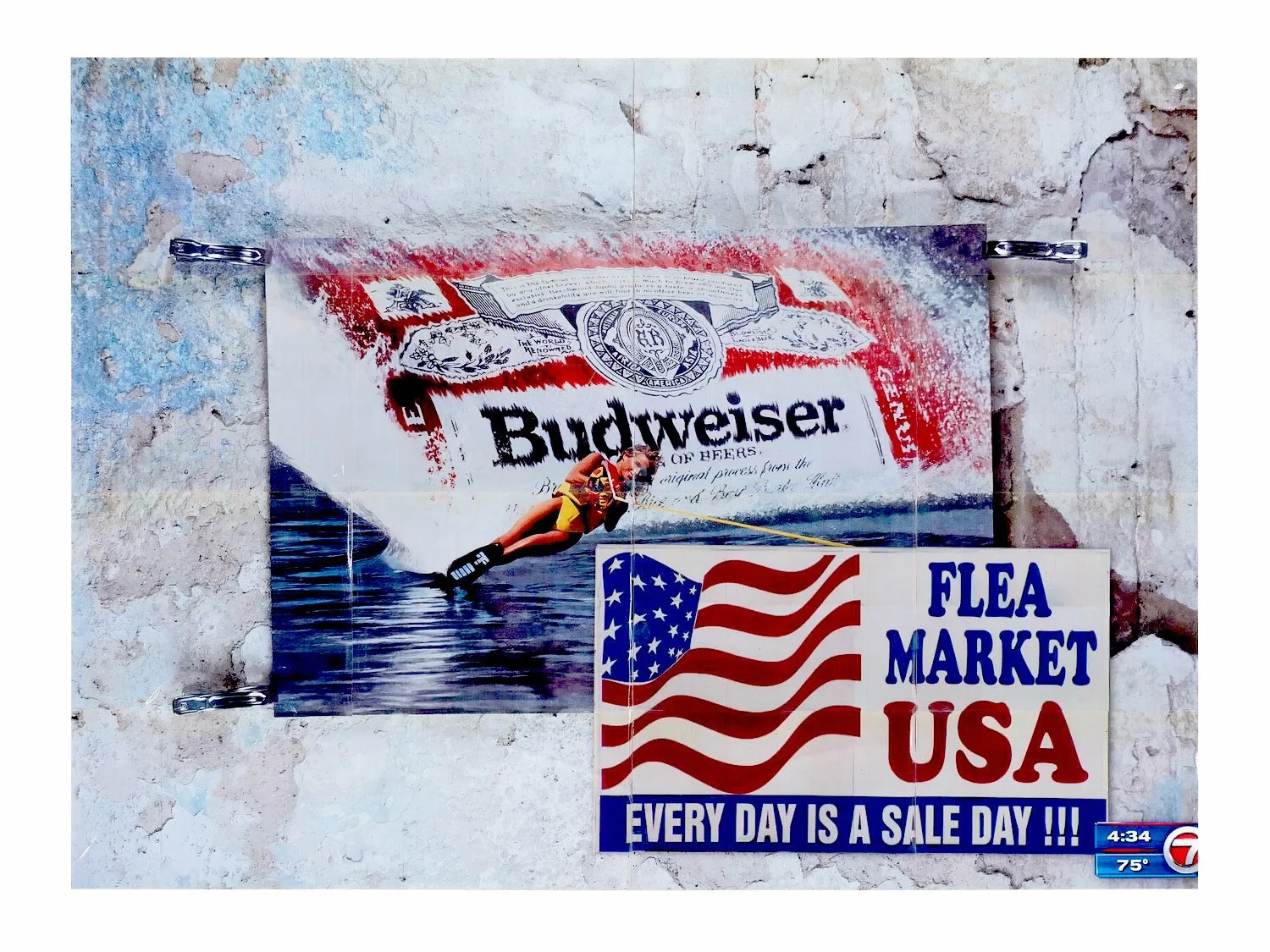 Budweiser, 2025. Laser print, and saran tape. 86 cm x 112 cm.
