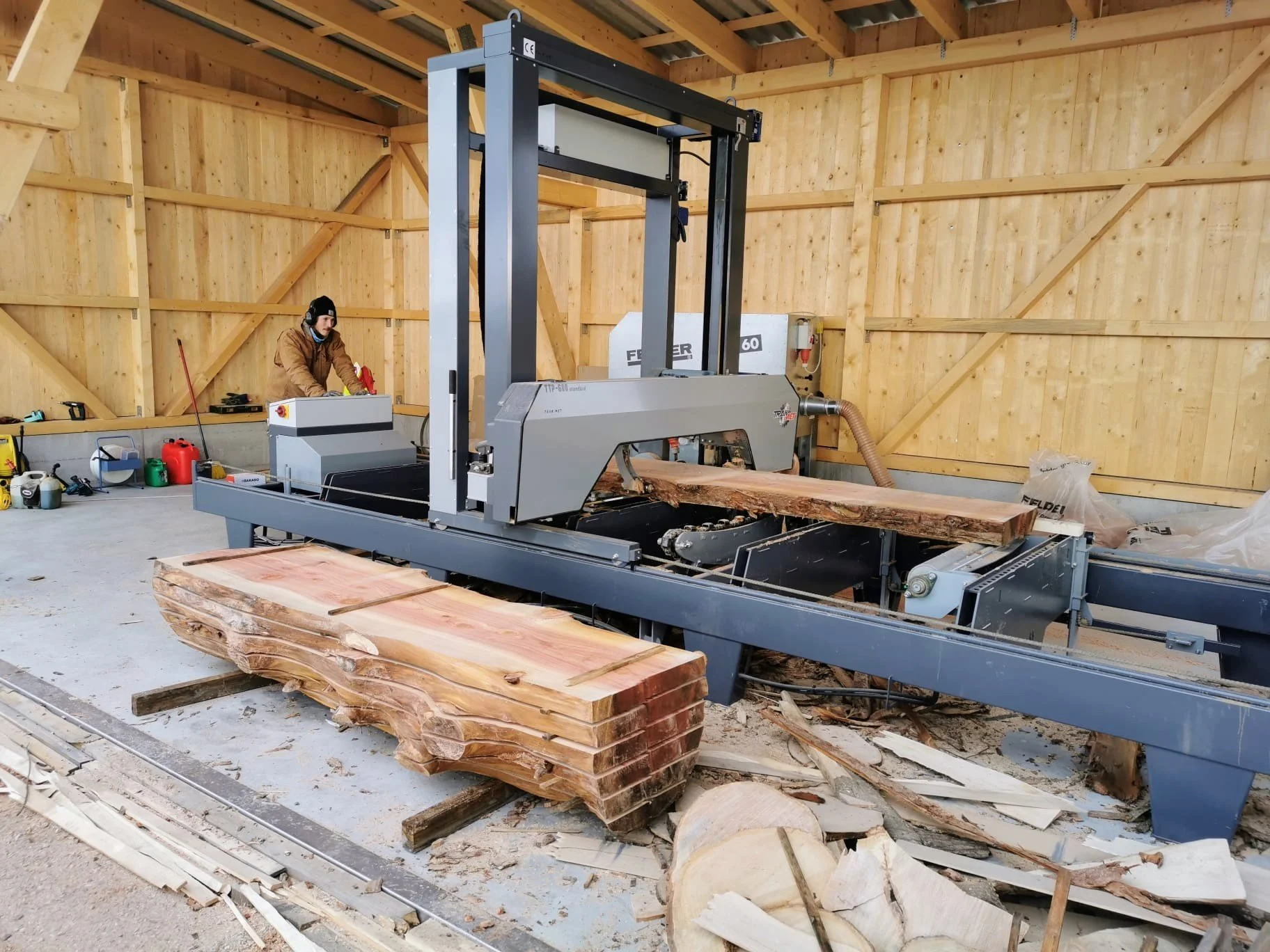 Blochbandsäge, Lohnschnitt, Bauholz, Wertholz, Mammutbaum