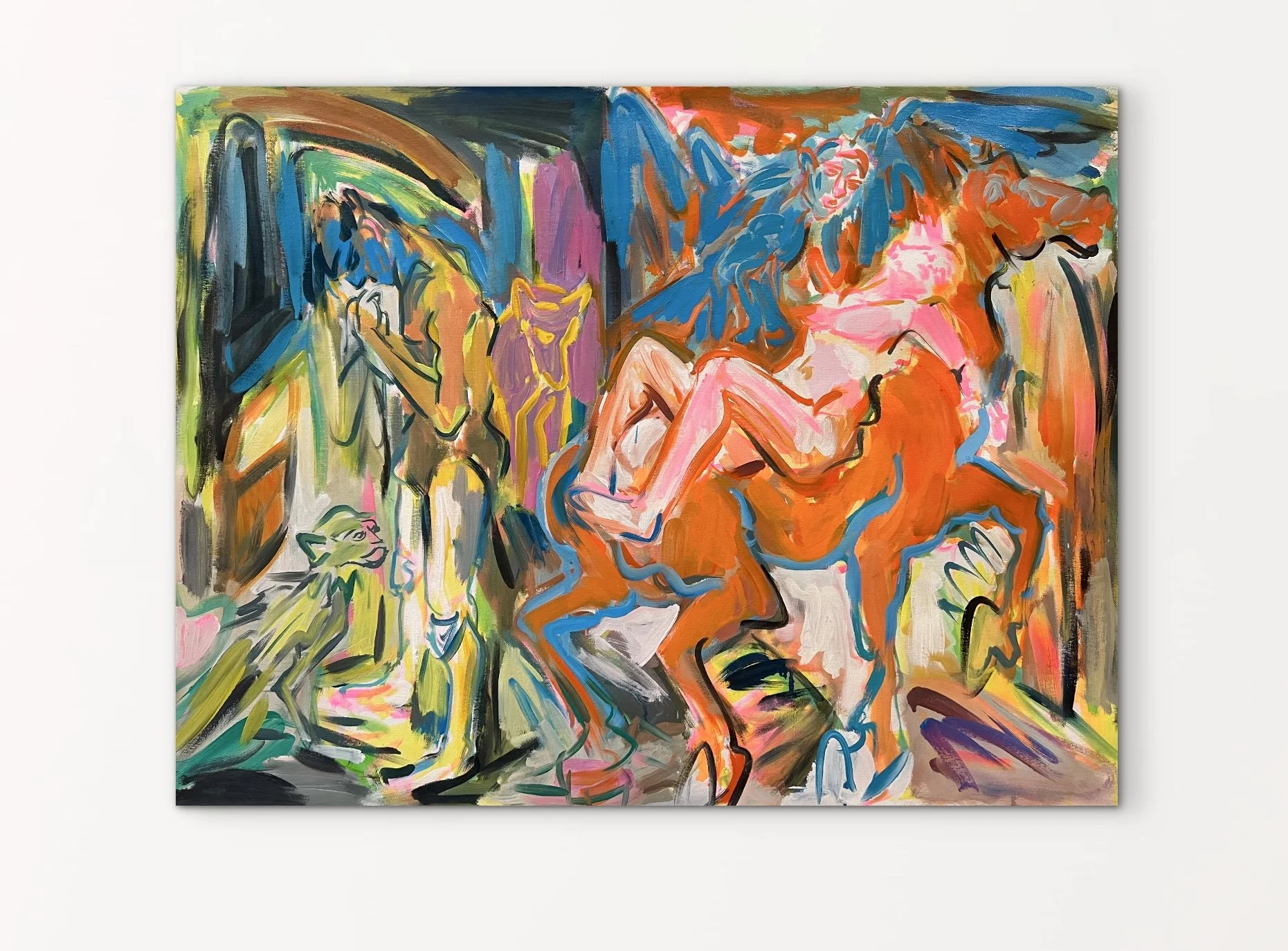 "Liquid States," 2026, gouache and oil on canvas, 30" x 40"