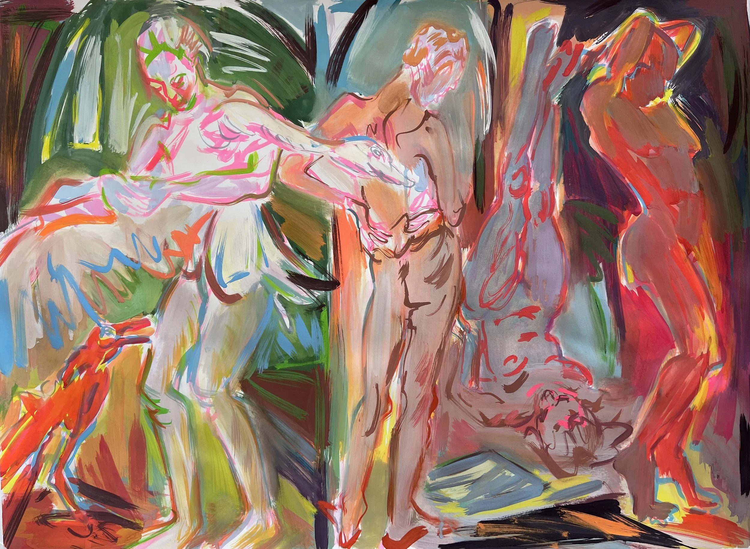 "Swan," 2026, gouache on paper, 22" x 30"