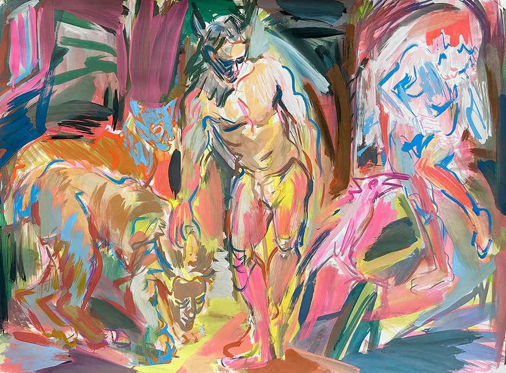 "Written," 2026, gouache on paper, 22" x 30"