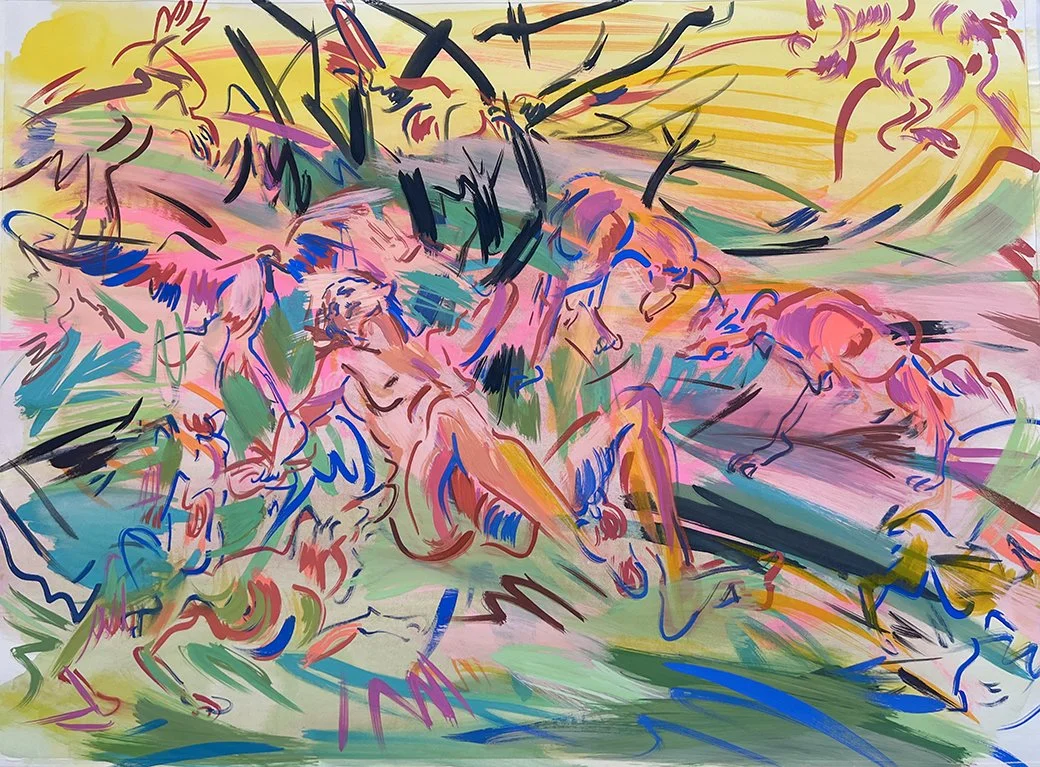 "Tangerine," 2026, gouache on paper, 22" x 30"
