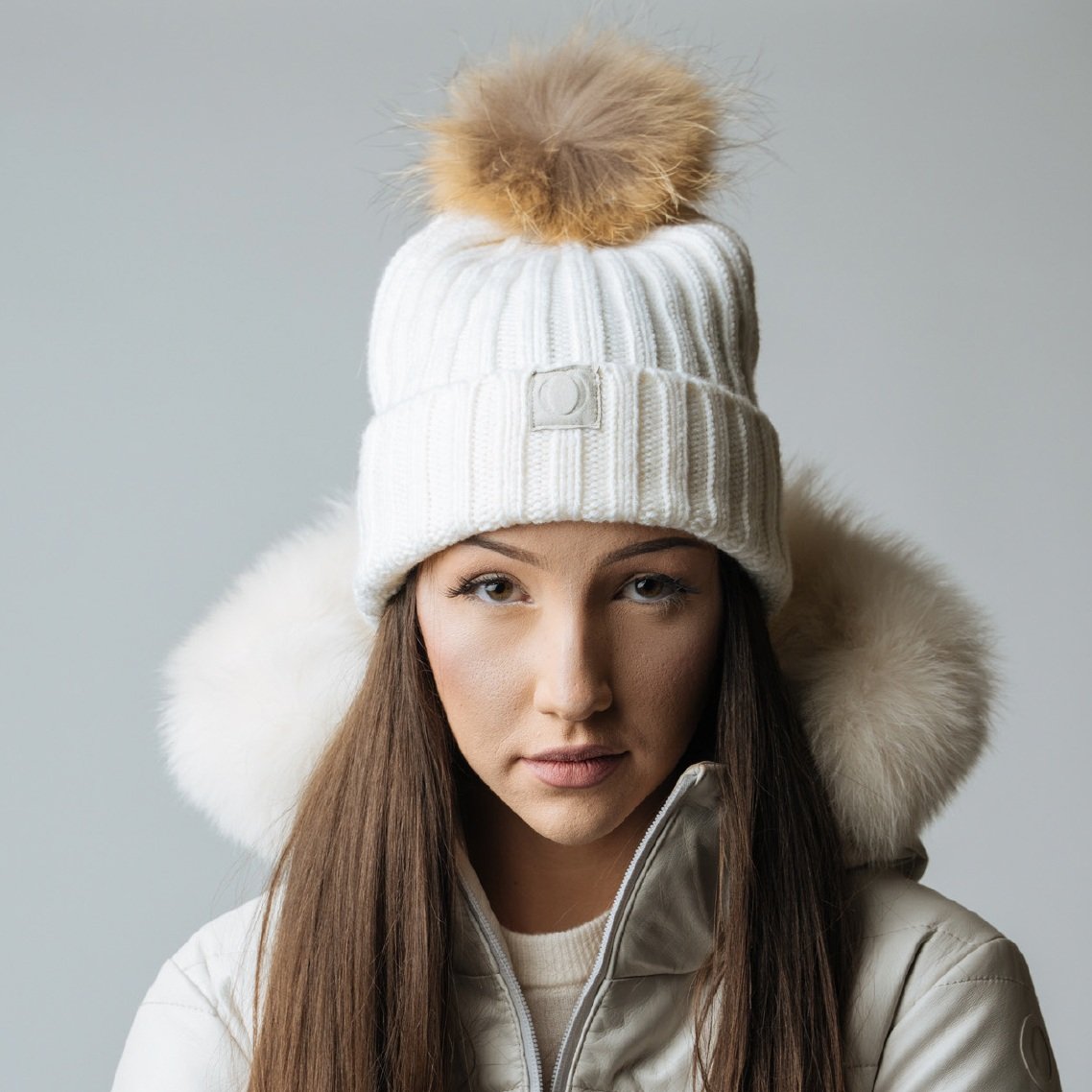 white beanie hat