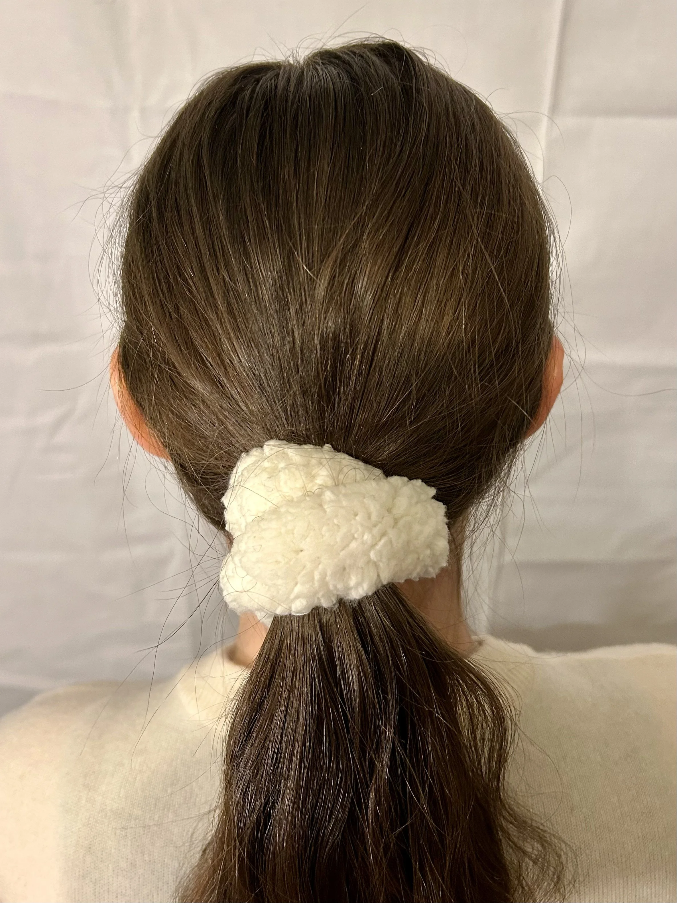 Natural Faux Shearling Hair Scrunchie