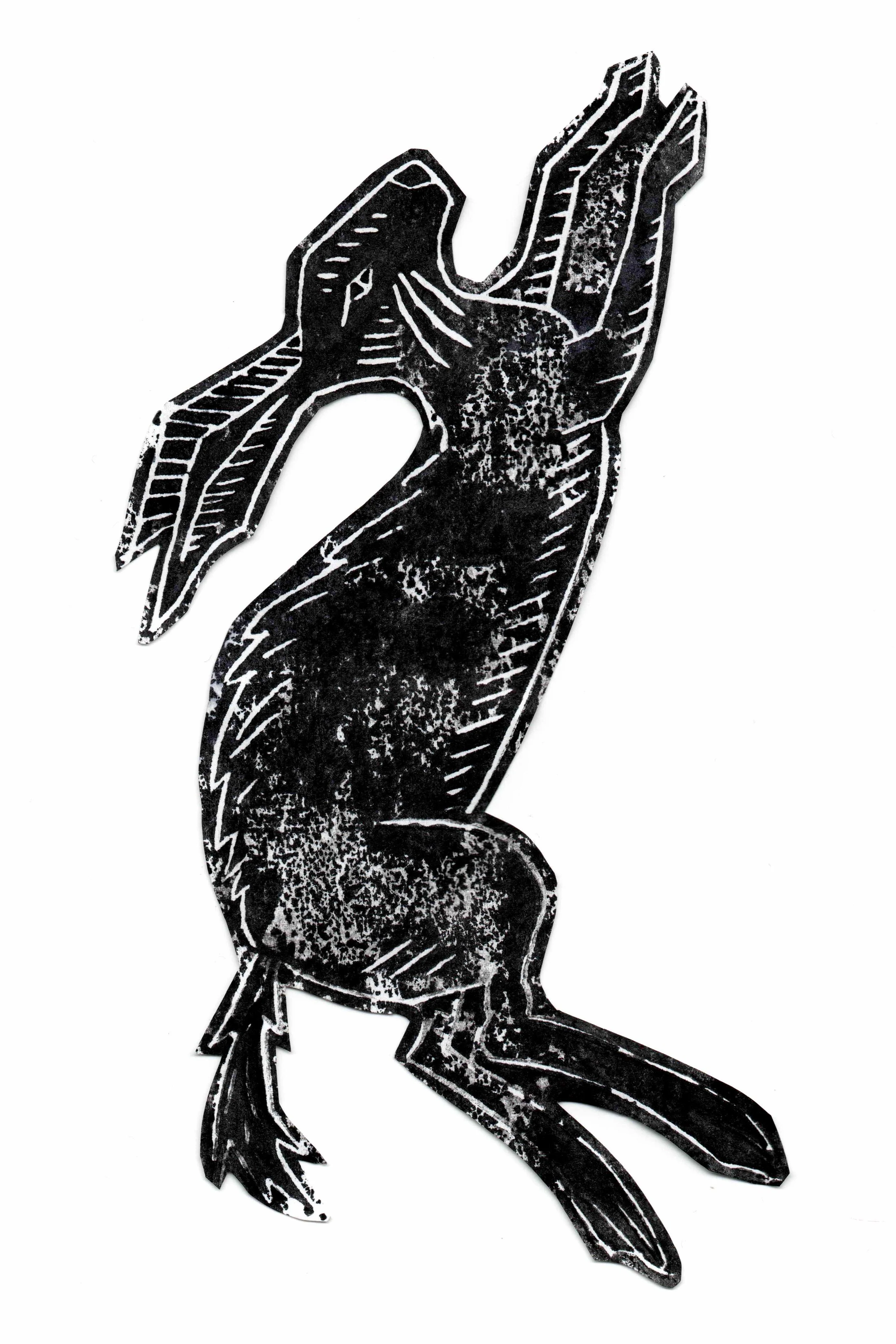 Rabbit Woodblock Photo Print - 4"x6"
