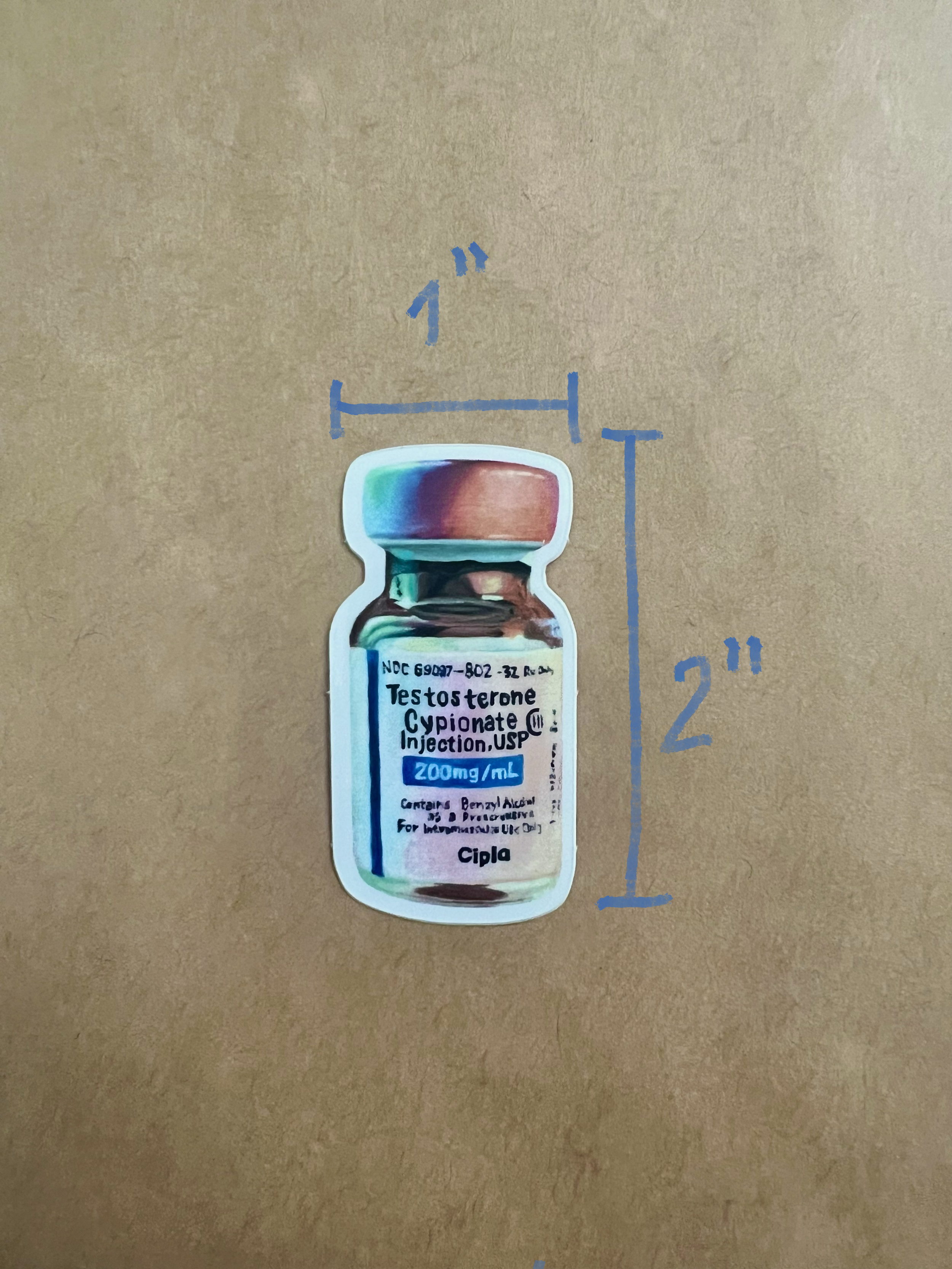 MINI T Vial Sticker- 1"x2"