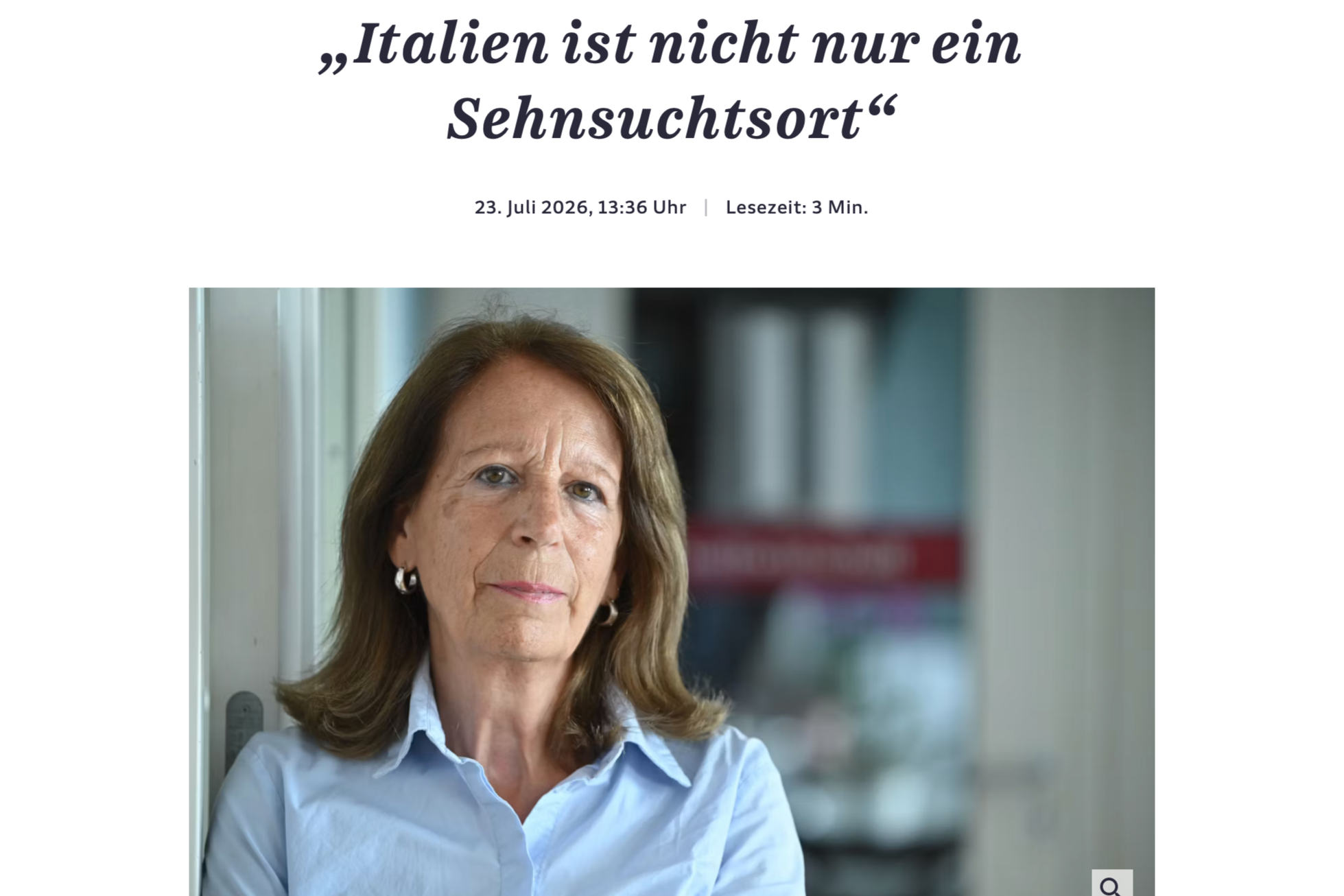 "Italien ist nicht nur ein Sehnsuchtsort", SZ, Interview mit Norma Mattarei von ANPI München