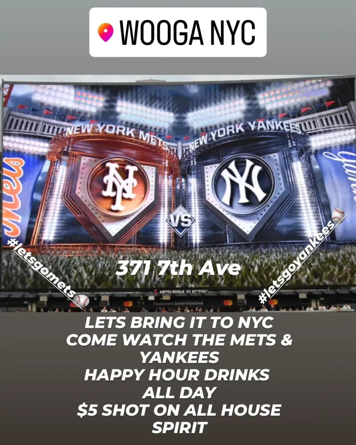 #letsgomets⚾️ #letsgoyankees⚾️ #subwayseries

Come by drink, eat and watch the games!!