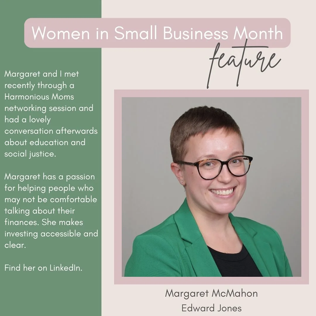 Looking for financial guidance? Meet Margaret McMahon with Edward Jones. This former educator really enjoys explaining, translating, and building confidence in people who may not have invested before. She&rsquo;s a lovely human. #womeninsmallbusiness