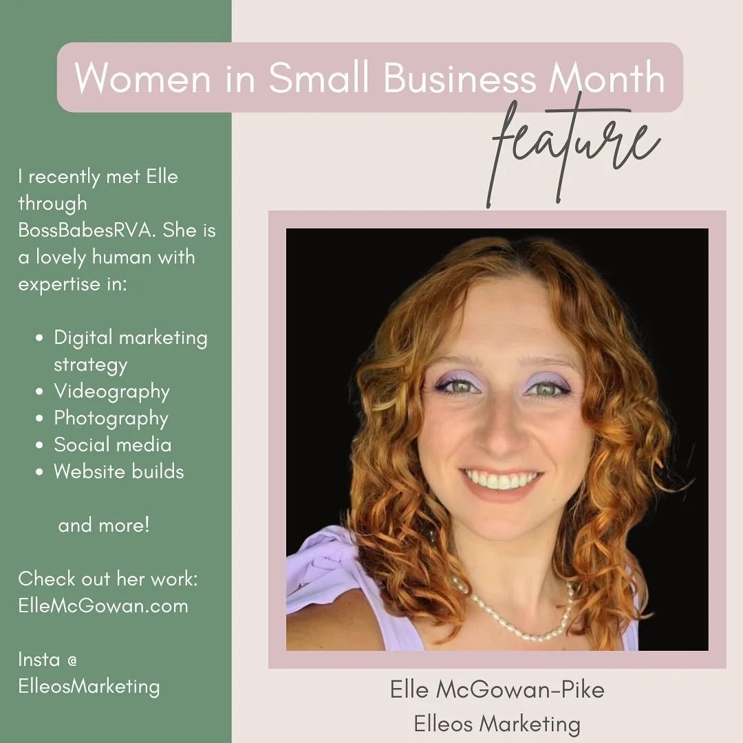 Last but CERTAINLY not least in my National #womeninsmallbusiness month feature is the person who inspired this idea for me in the first place. @ellemcgowanpike of @elleosmarketing offered her videography and marketing services for free to 30 #womeni
