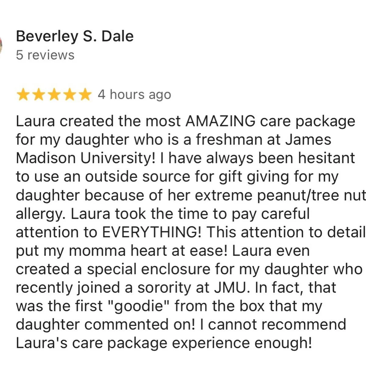 Testimonial Tuesday! Huge thanks to my client for trusting me to build a customized care package for her daughter. Thrilled to make mom and daughter happy. Seeing that card in her room just filled my heart! 💕 And huge thanks to @jennybrockrealty for