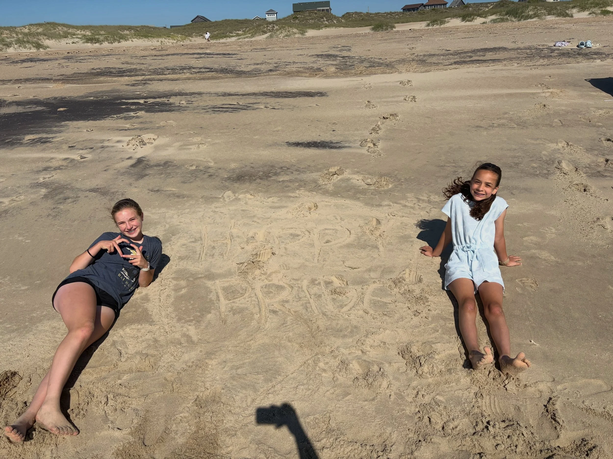 Two of my kiddos went ahead of me out to the beach and wrote &ldquo;Happy Pride,&rdquo; completely unprompted. Sorry it&rsquo;s hard to read, but this Mama&rsquo;s heart is so proud - that their instinct was inclusion. That they&rsquo;ll never fear m