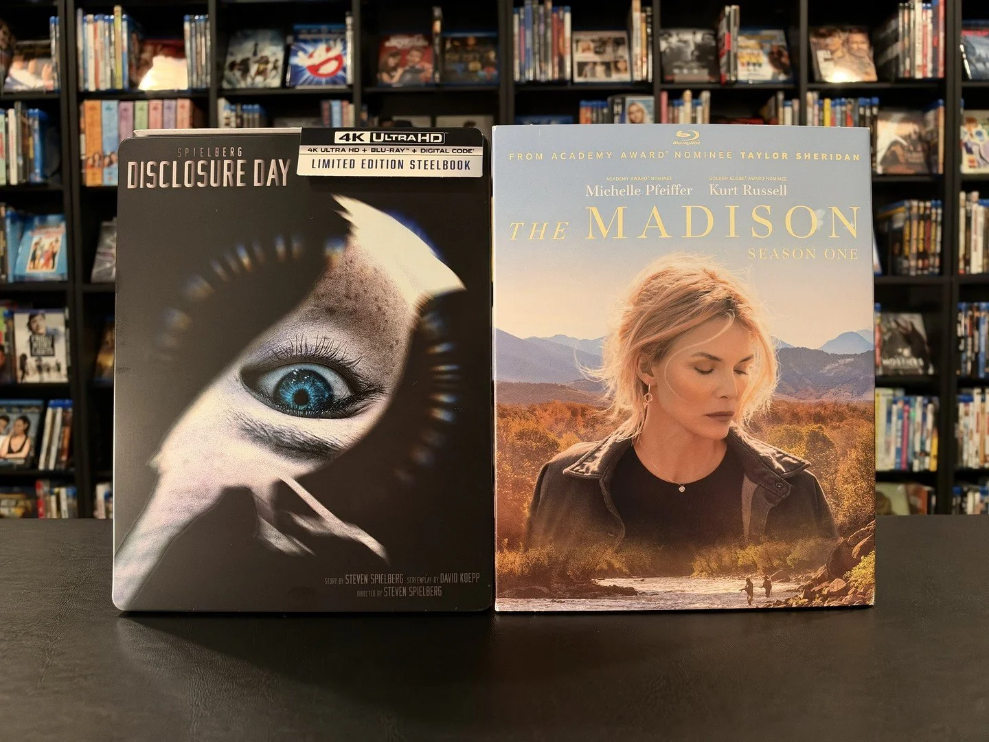 New on the shelf: Spielberg's Disclosure Day in the 4K Limited Edition Steelbook, plus The Madison Season One on Blu-ray from Taylor Sheridan with Michelle Pfeiffer and Kurt Russell. One movie night, one binge. Which would you start with?

@universal