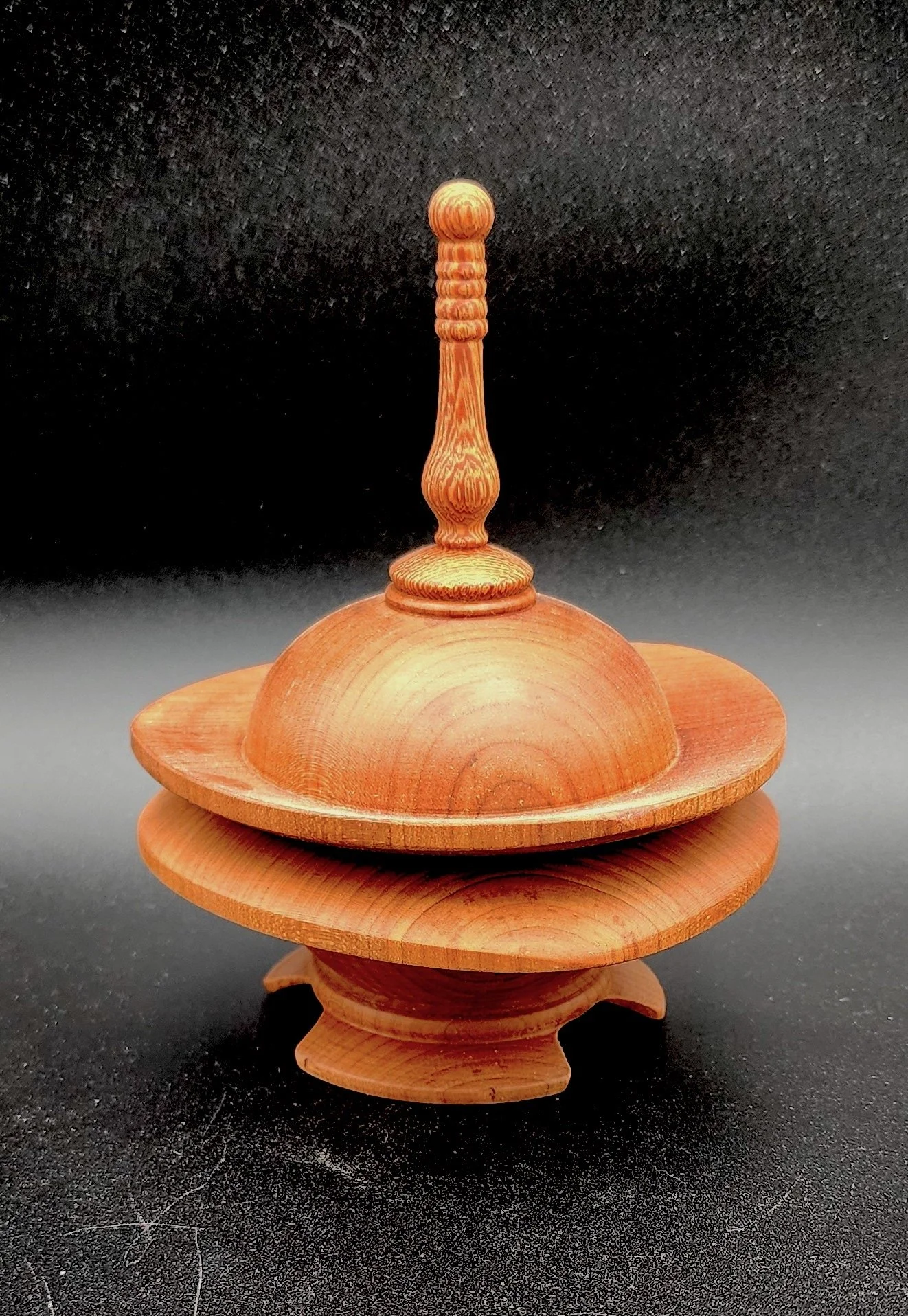 5 in Cherry and Cumaru 3-corner spherical footed box.jpg