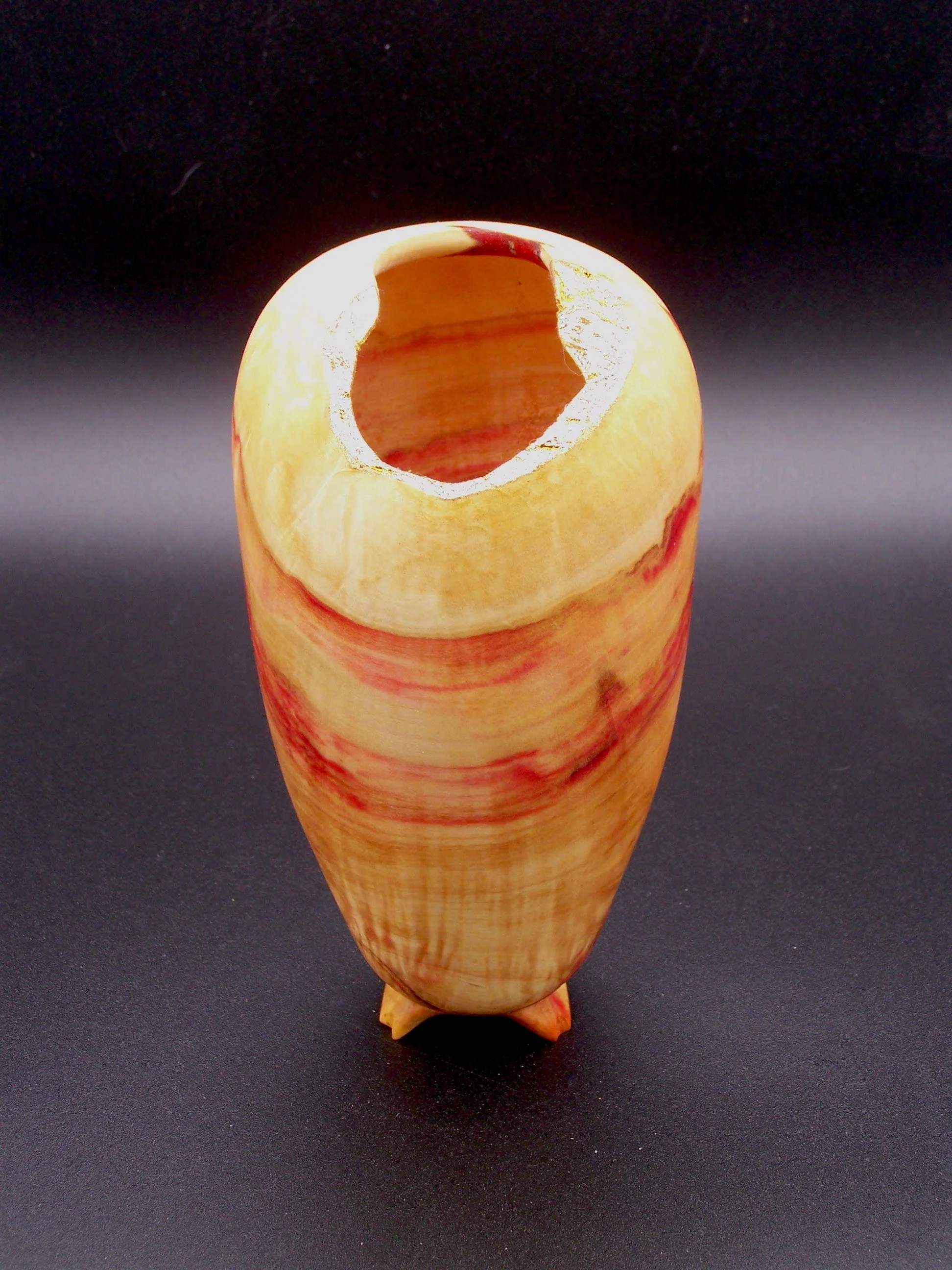 Box Elder natural edge hollowform with 22kt gold foil on rim
