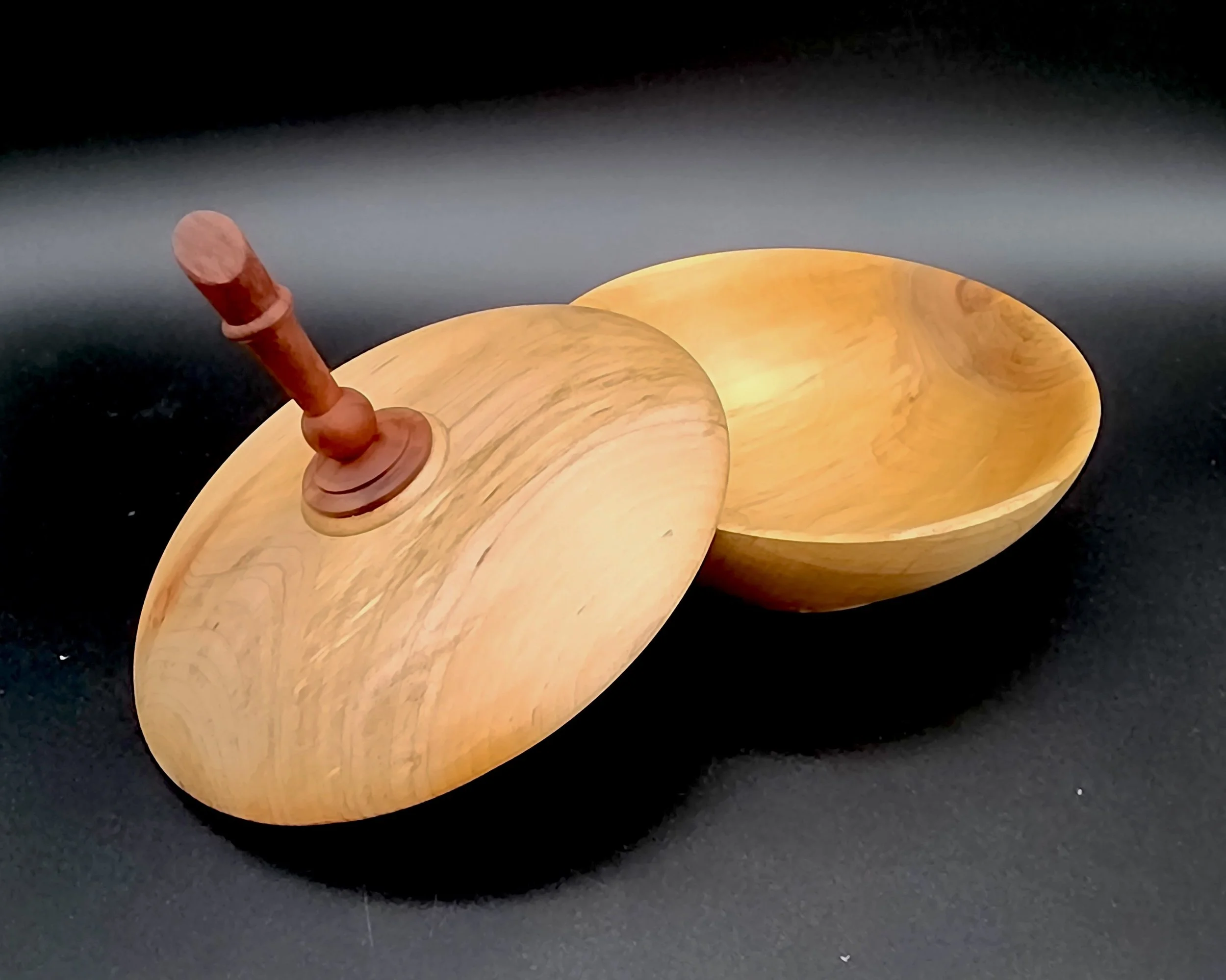 5 in spalted Maple and Redheart covered bowl_open.jpg