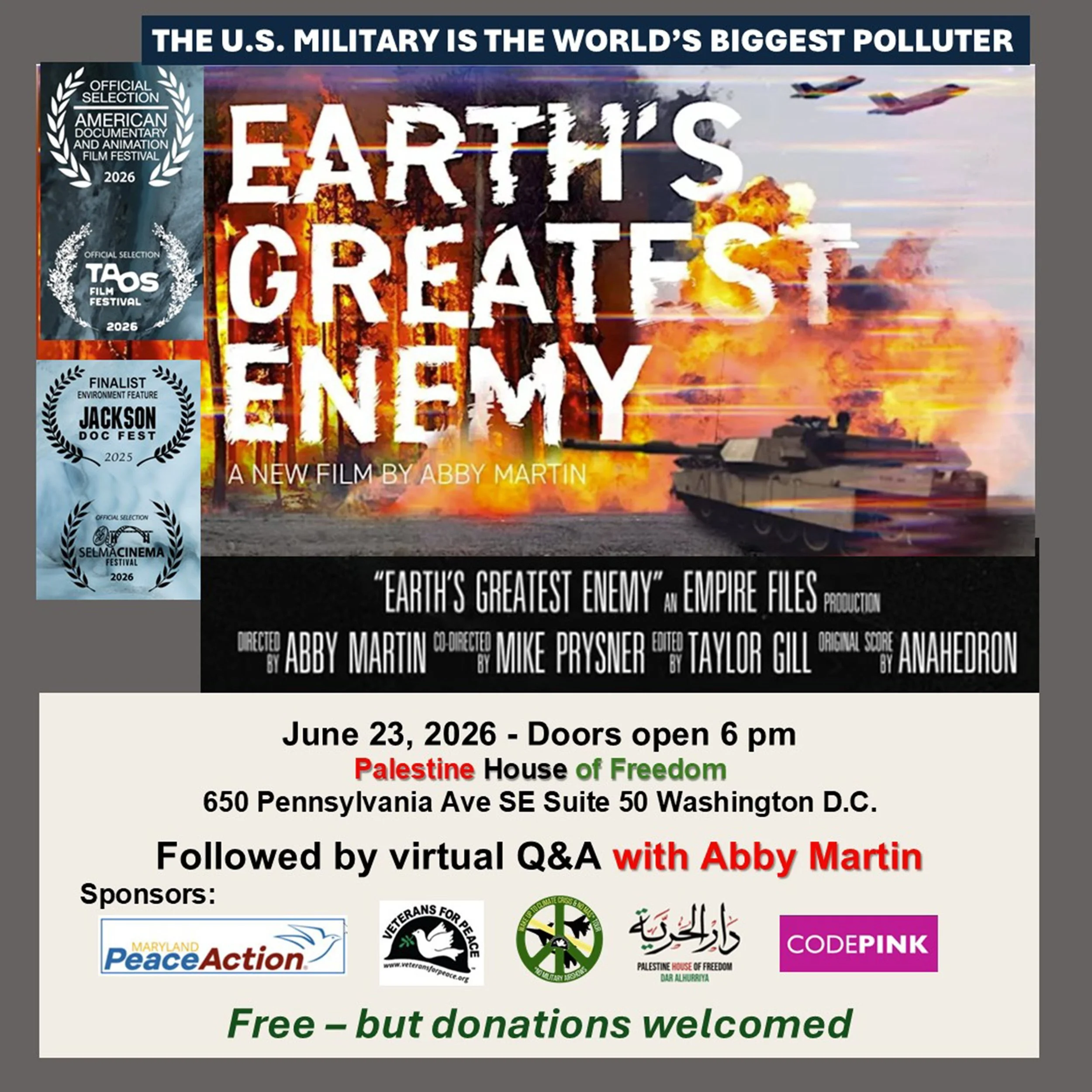 Earth's Greatest Enemy Film Screening