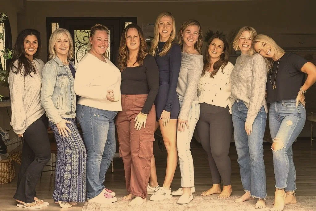 Happy women at a Work Recovery retreat, enjoying their morning after workshops and facilitated sessions.