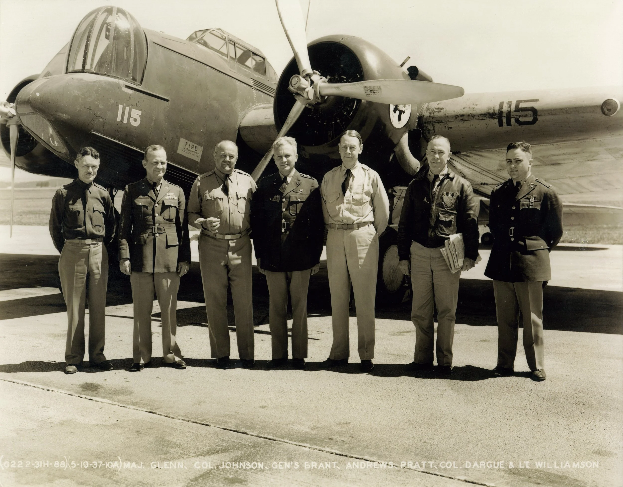 GHQ AF Gen. Staff 19th May 1937 Martin B-10 Bomber - Hamilton Field, CA General Frank Andrews USAAC