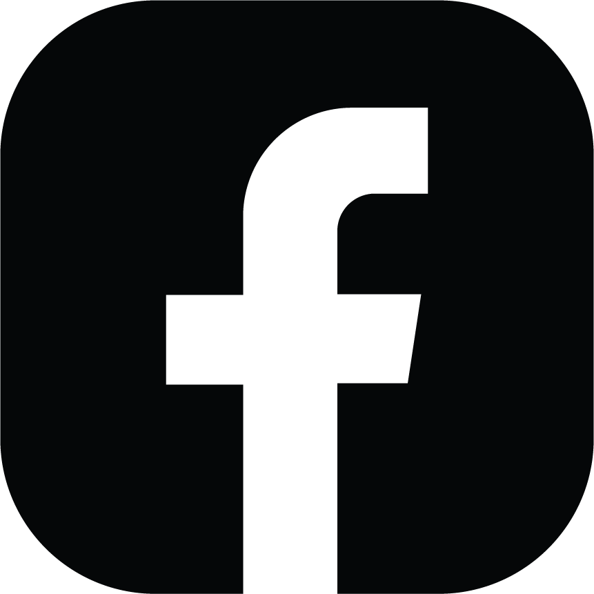 Facebook logo with a white letter 'f' on a black background.