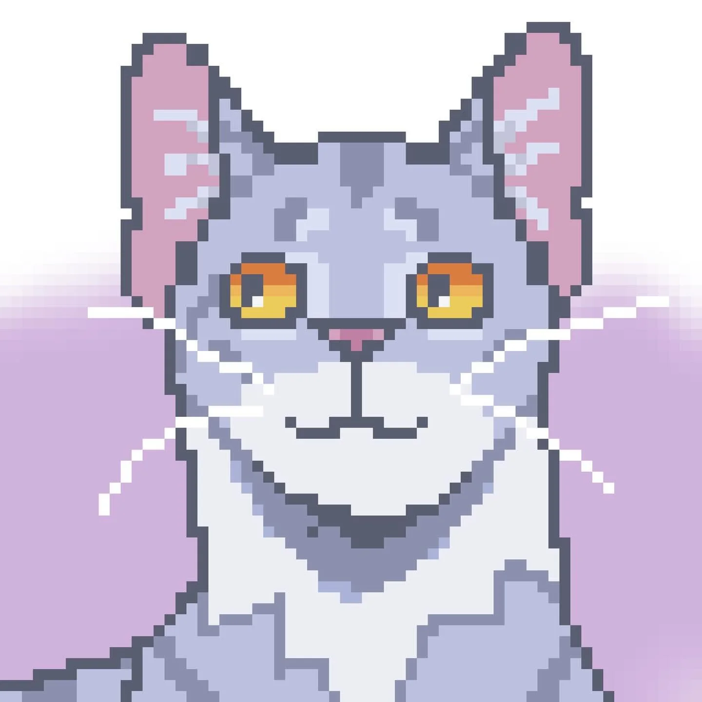 school&rsquo;s been hectic but my new love for pixel art persists 👾

Image description: A pixel art illustration of a light grey tabby in front of a lavender background. A pixel art illustration of a light orange tabby in front of a lime green pixel